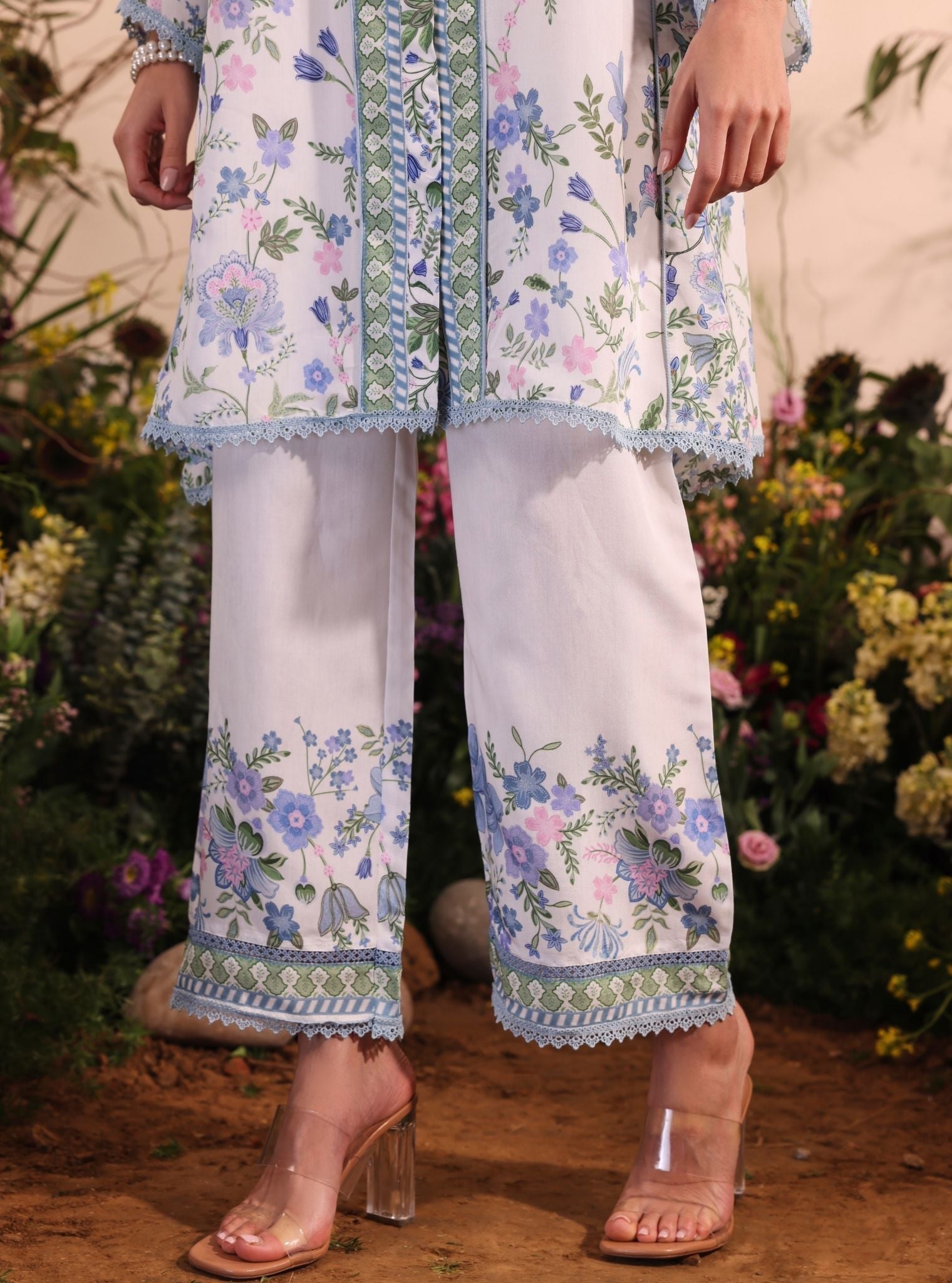 Niamh Lawn Printed White Co-ord Set