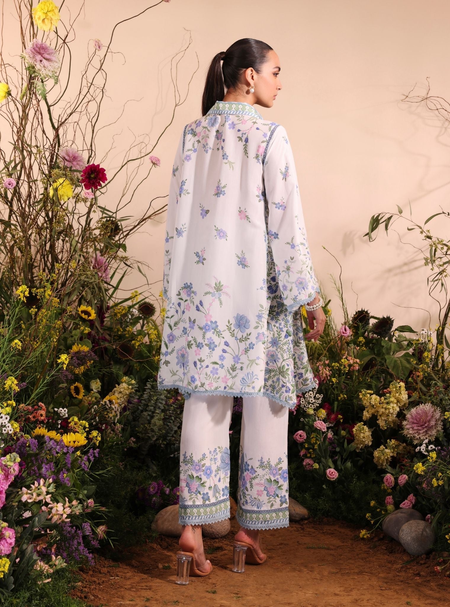 Niamh Lawn Printed White Co-ord Set