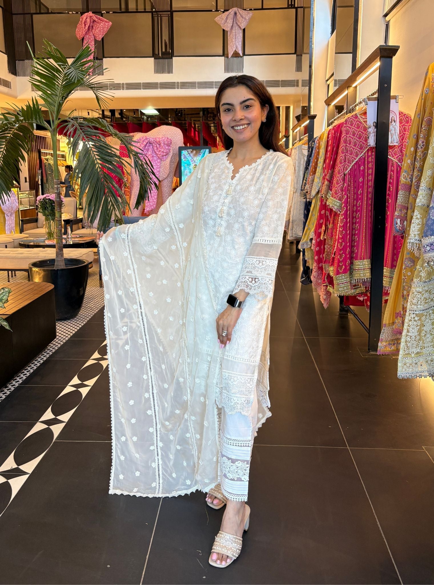 Mulmul Cotton Ivy Kurta with New Pintuck White Pant