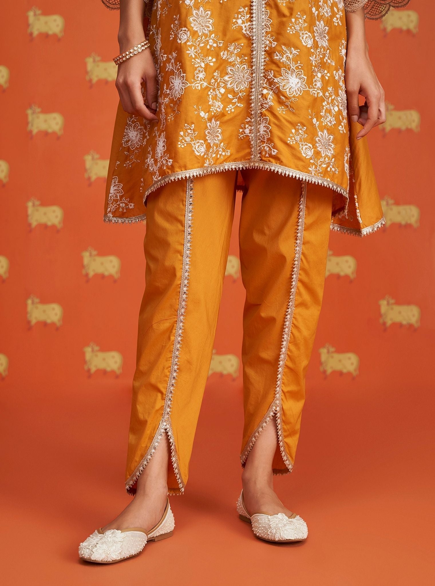Komen Supima Cotton Mustard Kurta Set