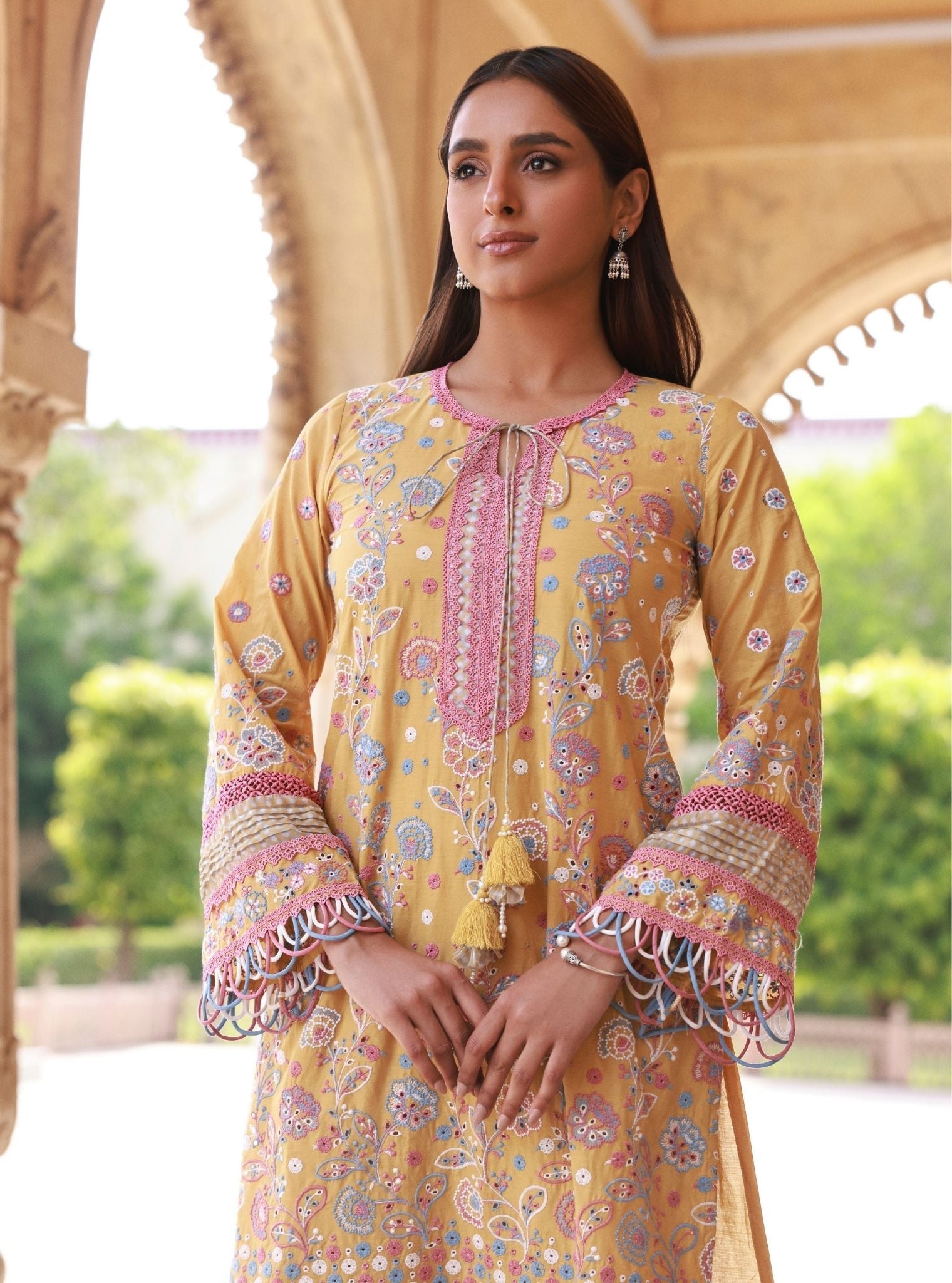 Avarni Supima Cotton Mustard Kurta Set