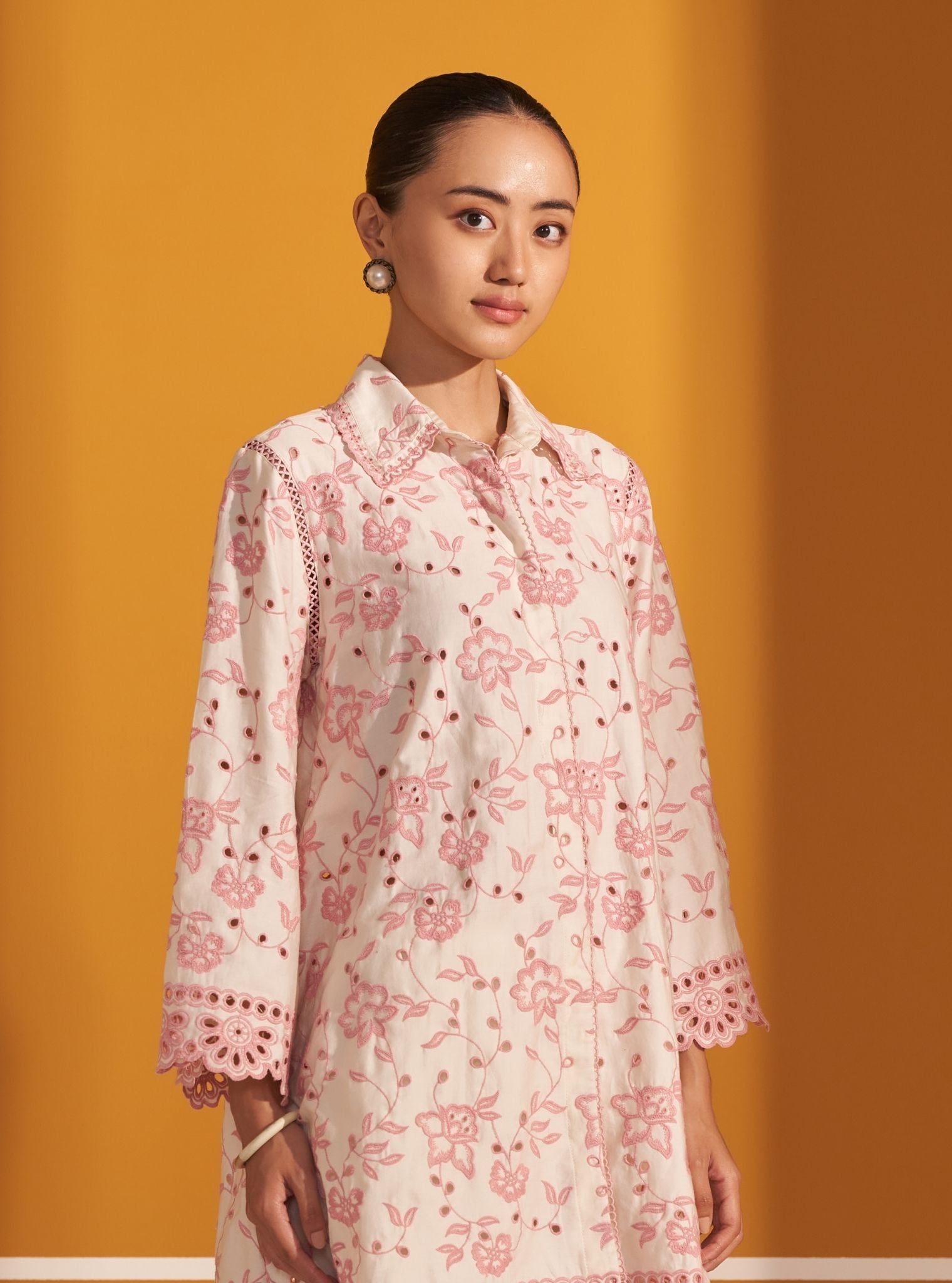 Victoria Pima Satin Off White Co-ord Set