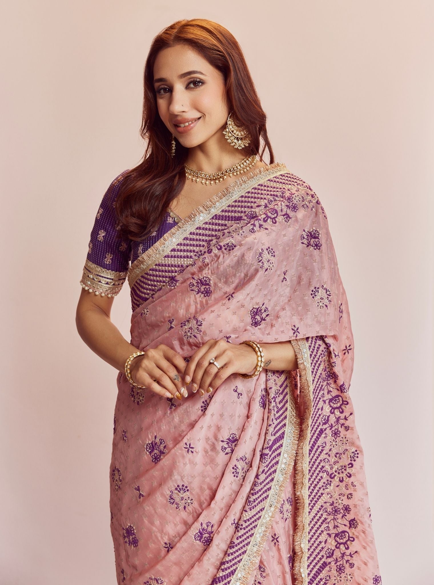 Mulmul Banarsi lagan Purple Saree