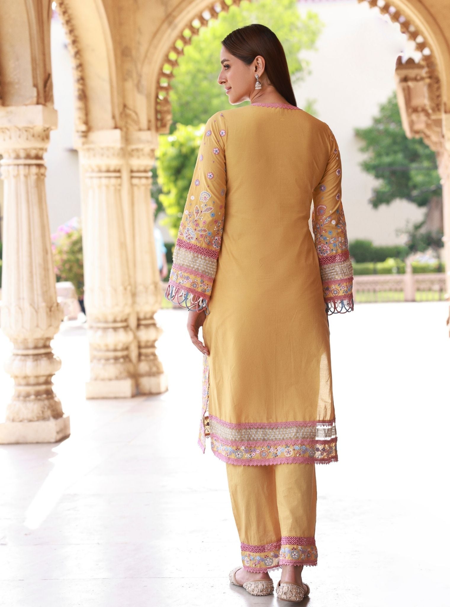 Avarni Supima Cotton Mustard Kurta Set