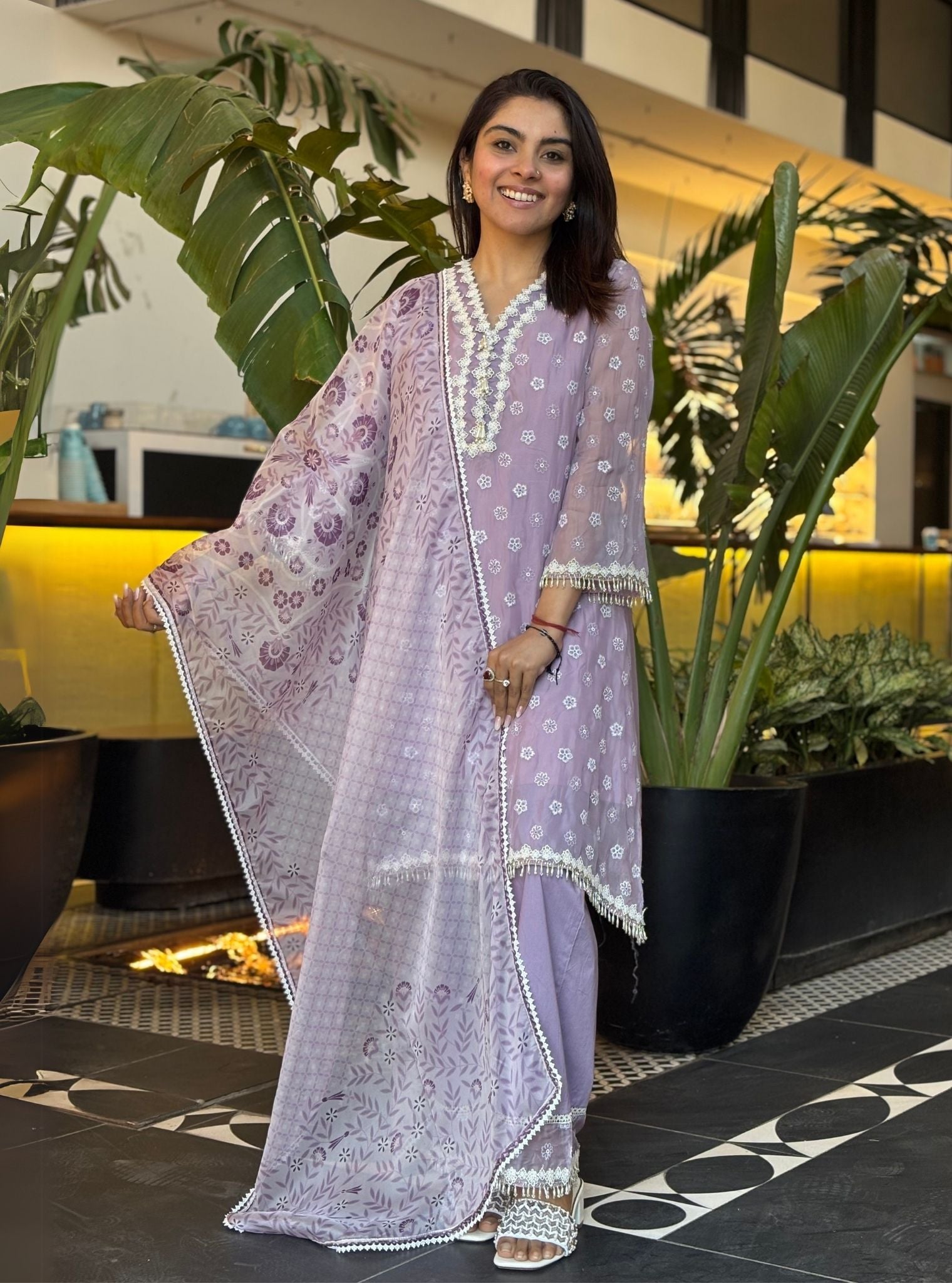 Hariette Organza Lilac Kurta Set