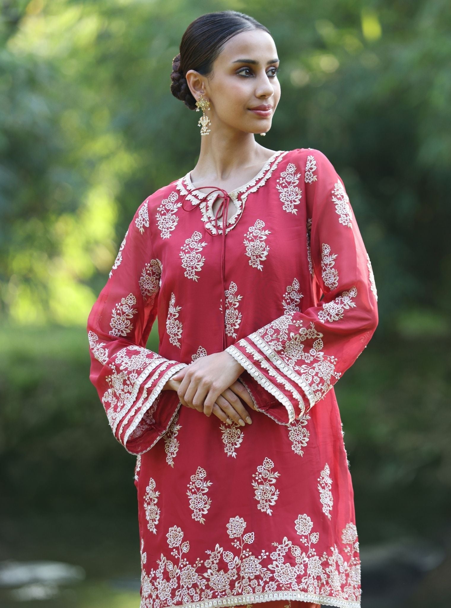 Khwab Organza Red Kurta Set