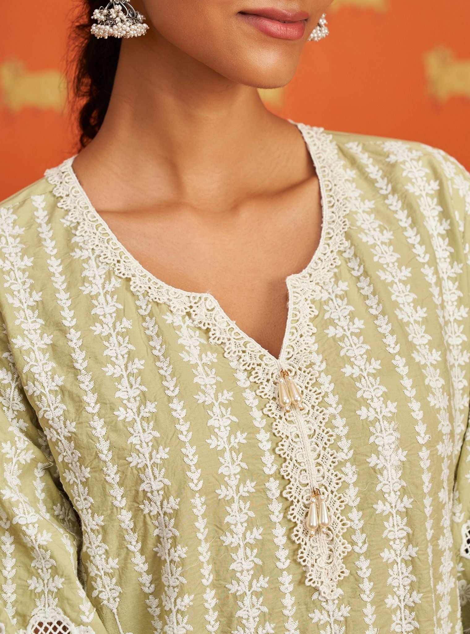 Lawana Supima Cotton Green Kurta Set