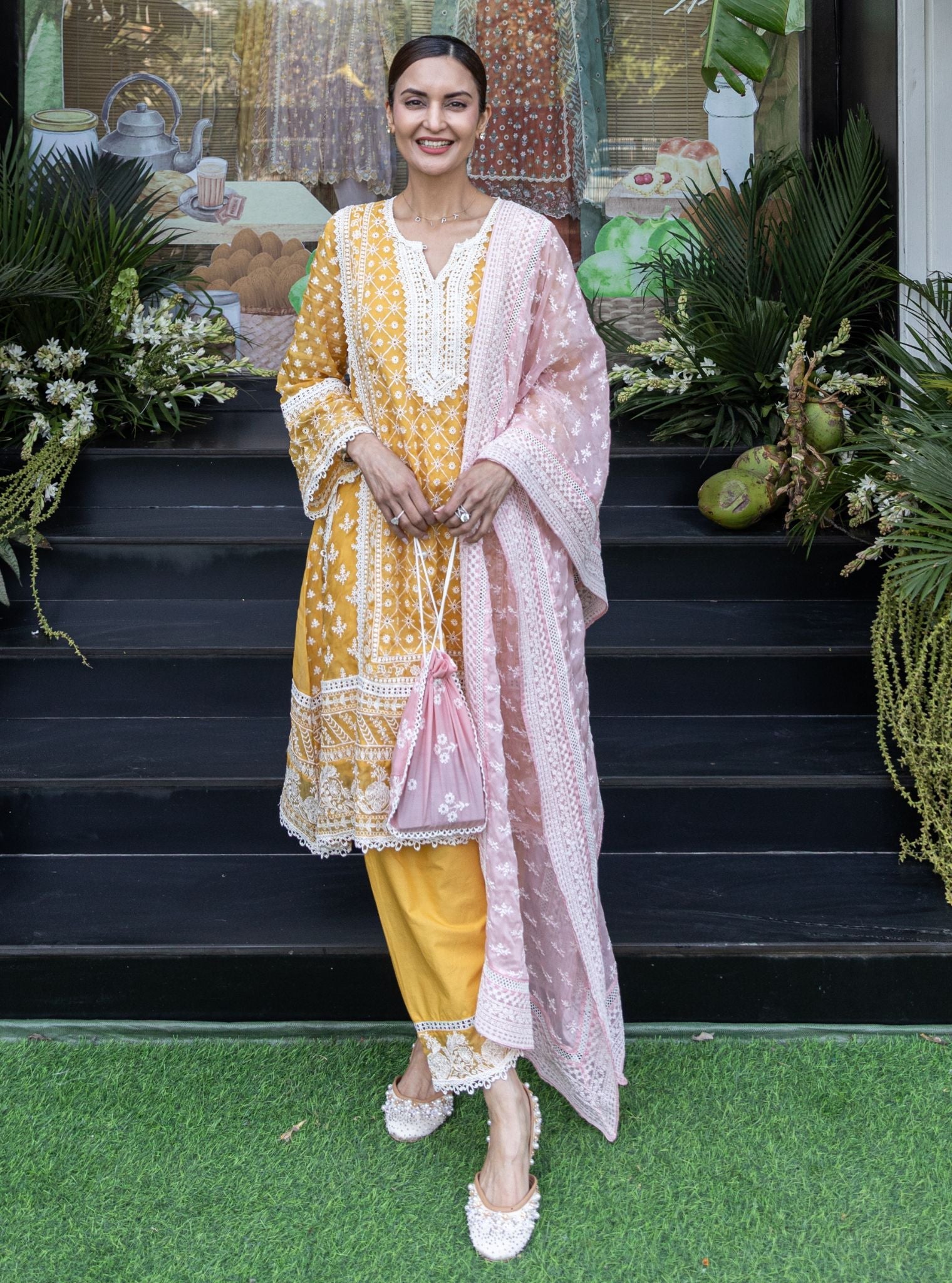 Sritha Organza Yellow Kurta Set