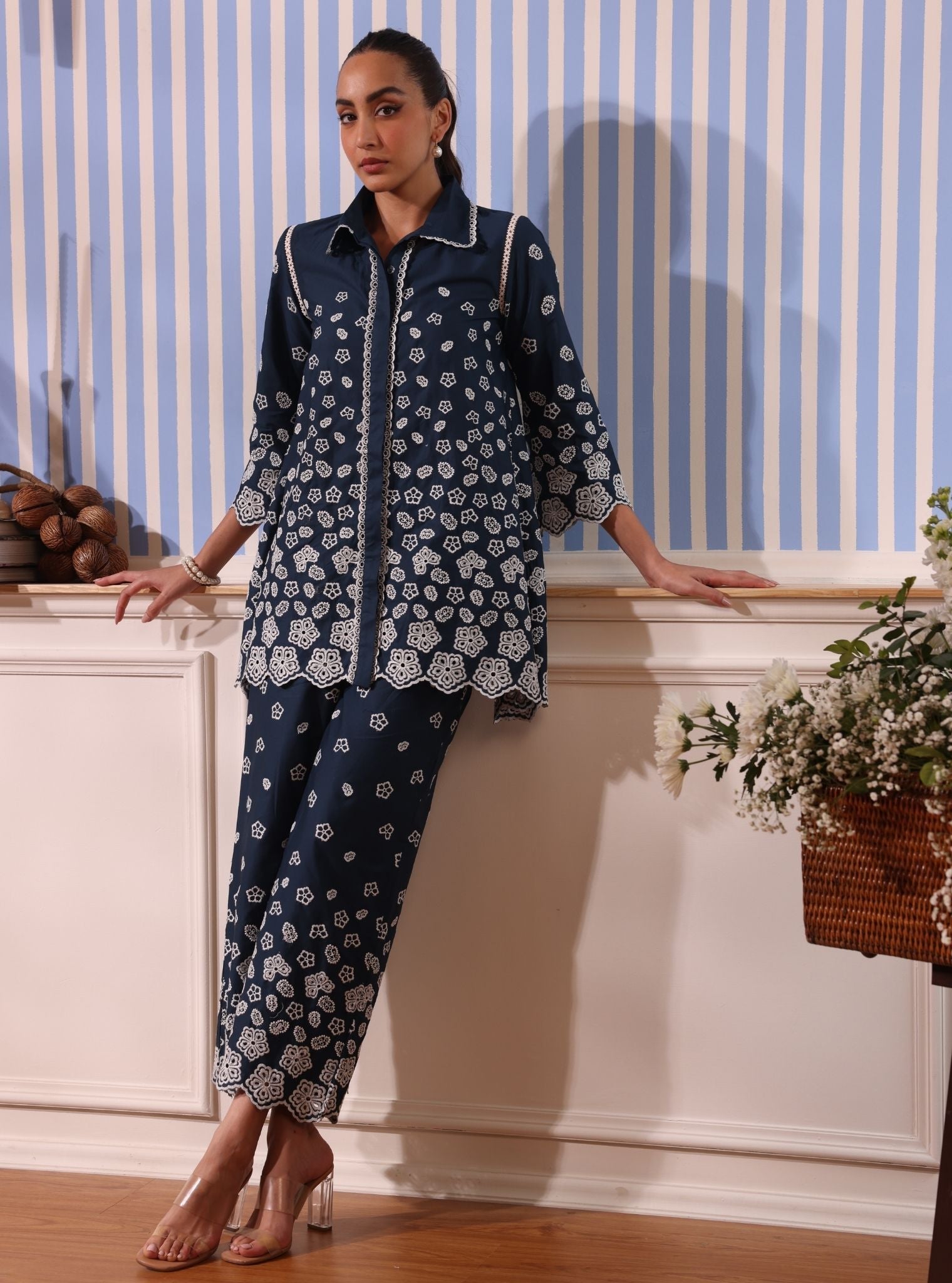 Nidha Cotton Navy Co-ord Set