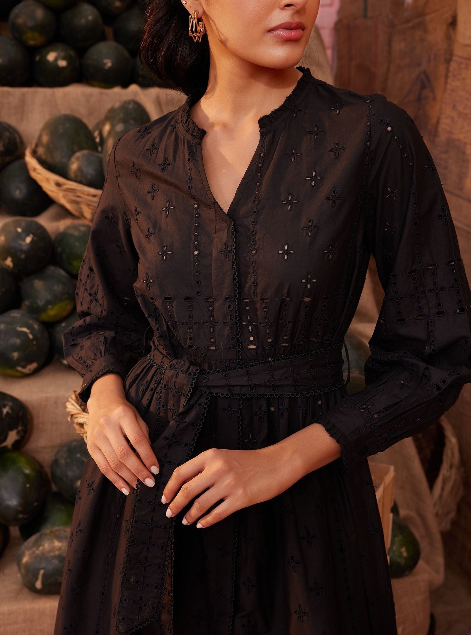 Emy Cotton Black Long Dress