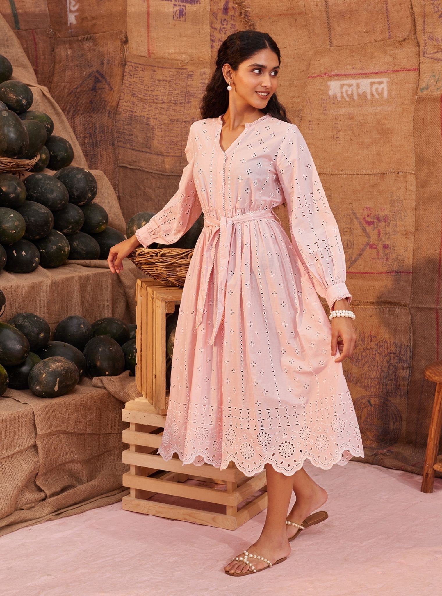 Emy Cotton Light Pink Long Dress