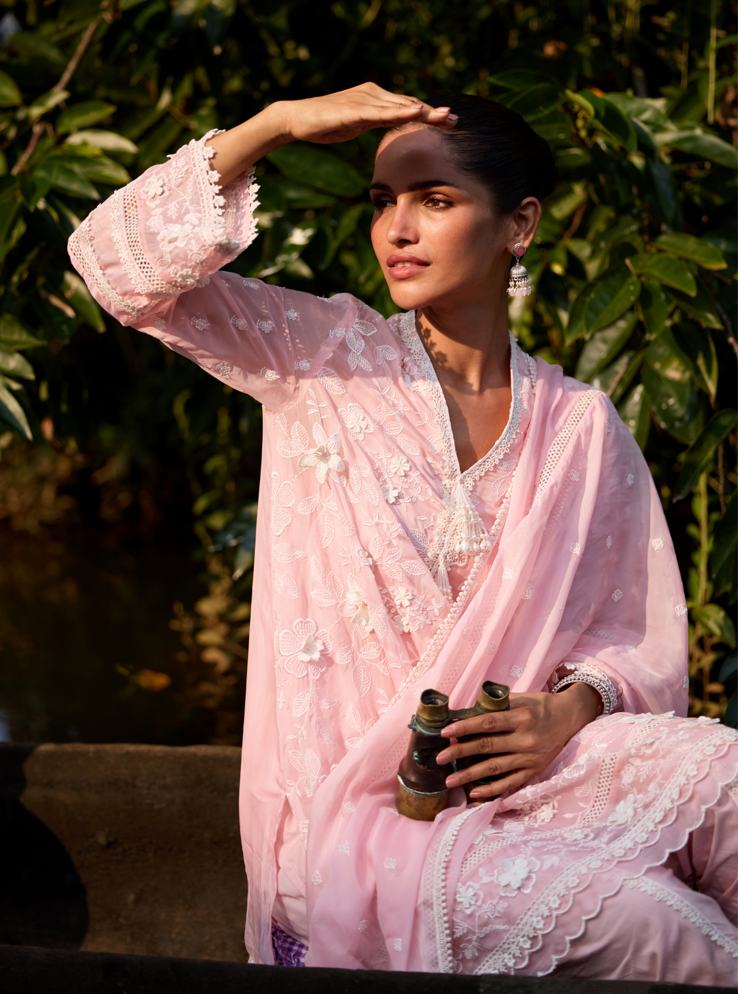 Uma Organza Pink Kurta Set