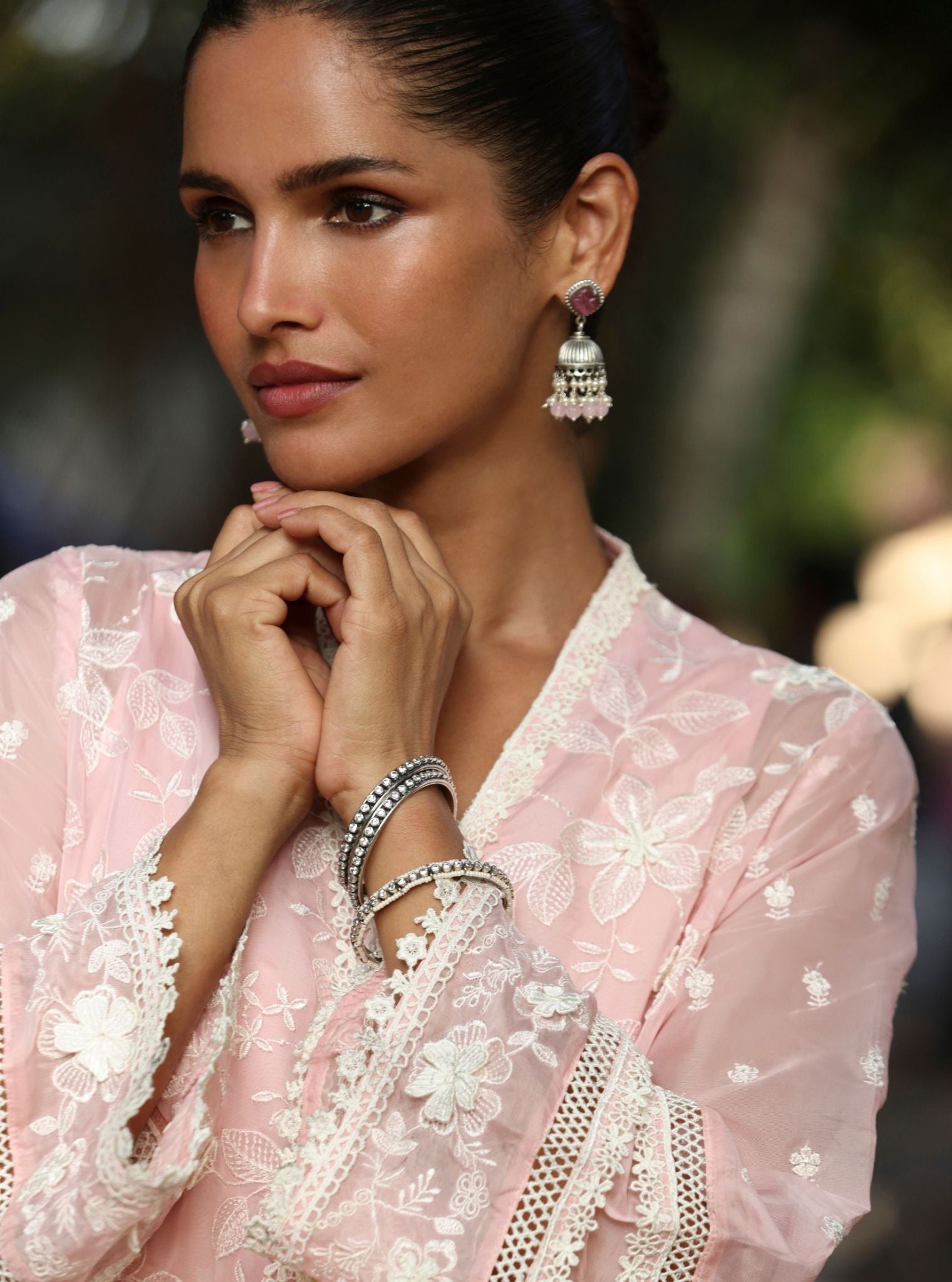 Uma Organza Pink Kurta Set