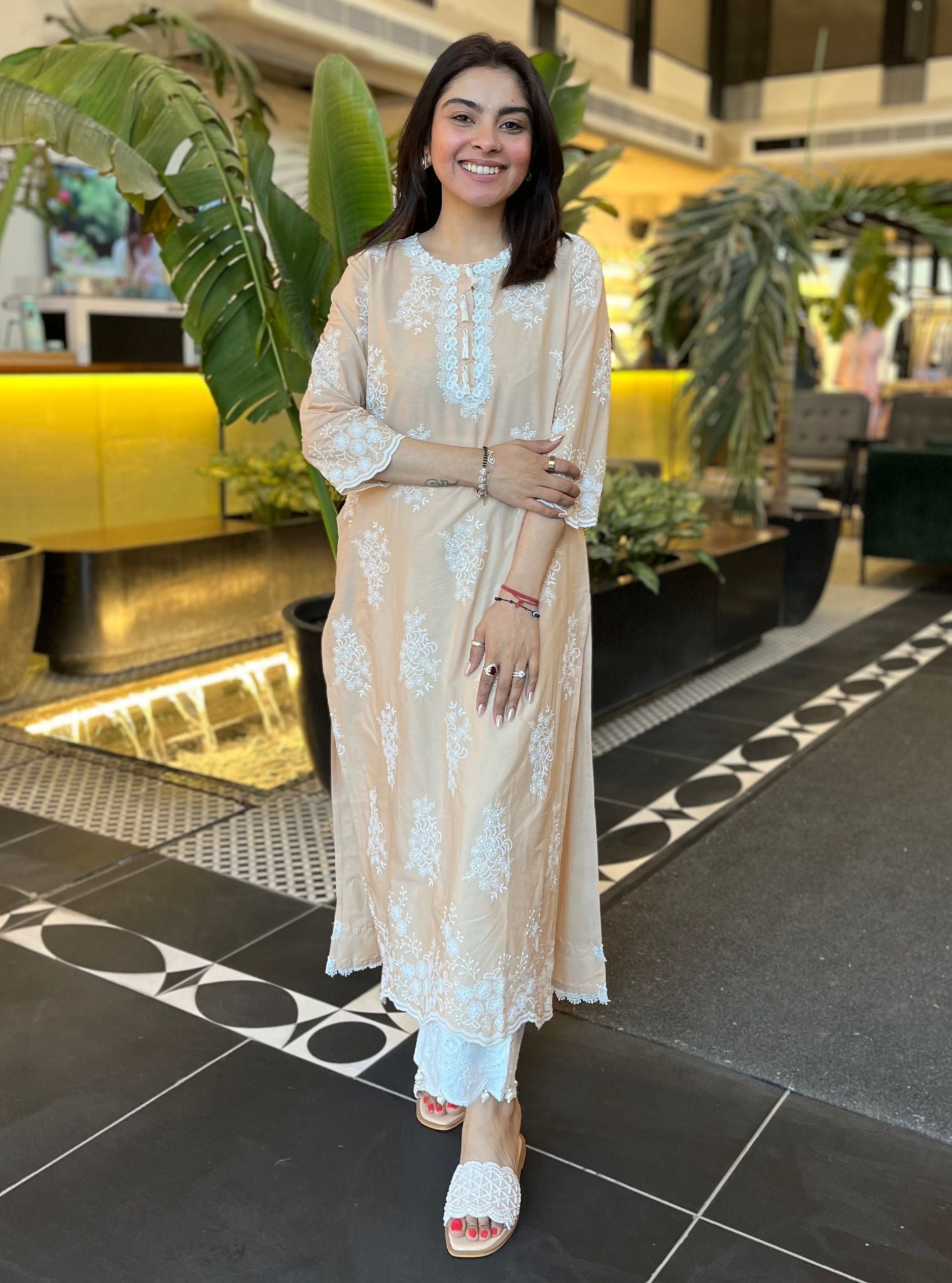 Perla Supima Cotton Beige Kurta With Revora Pant