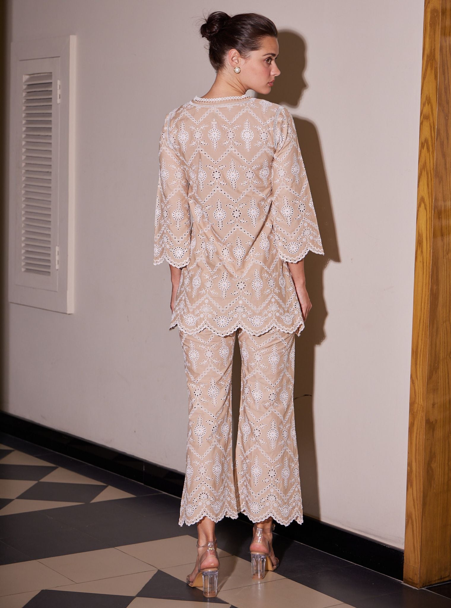 Evelyn Cotton Beige Co-ord Set