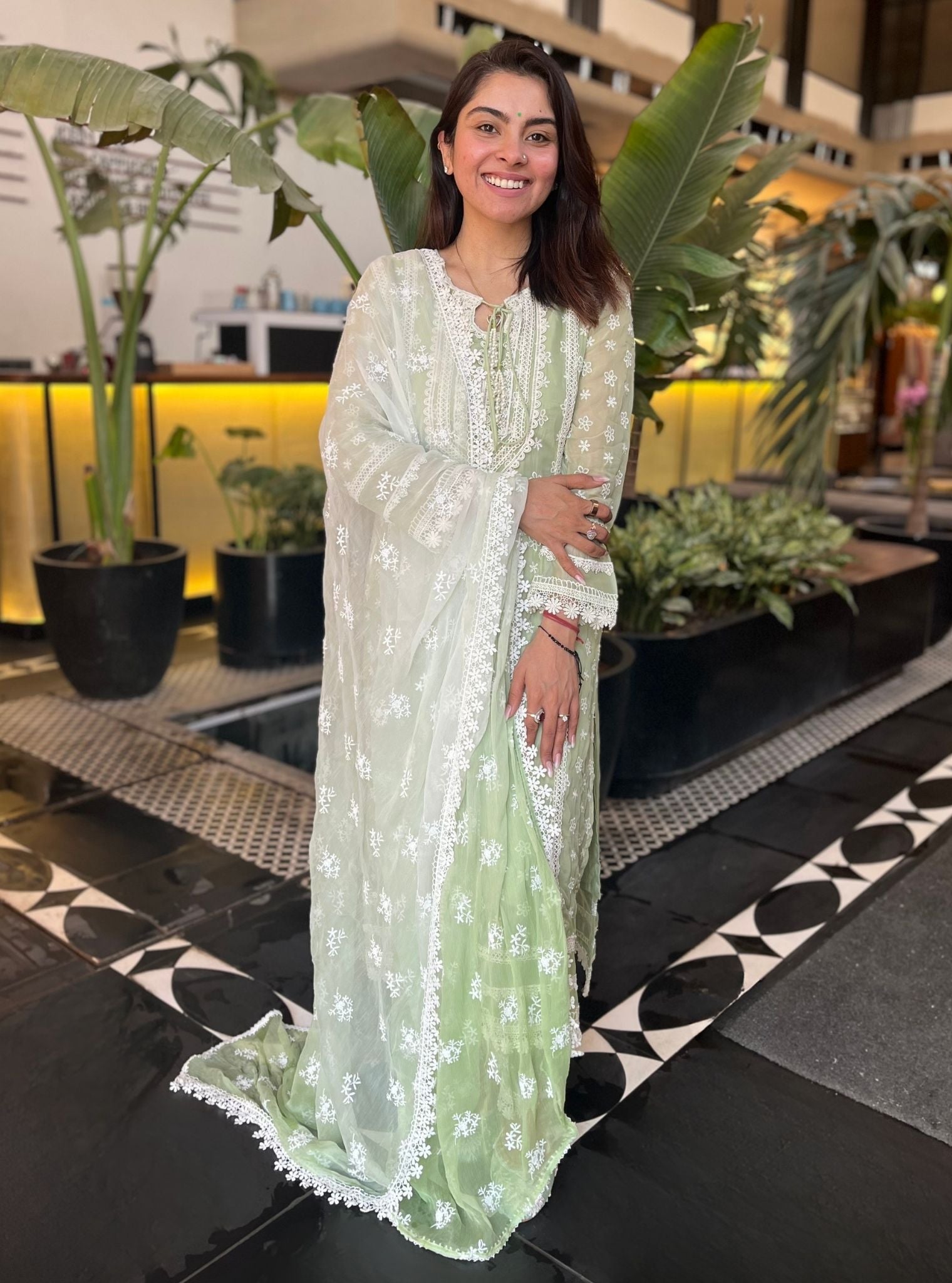 Pierro Organza Green Kurta Set