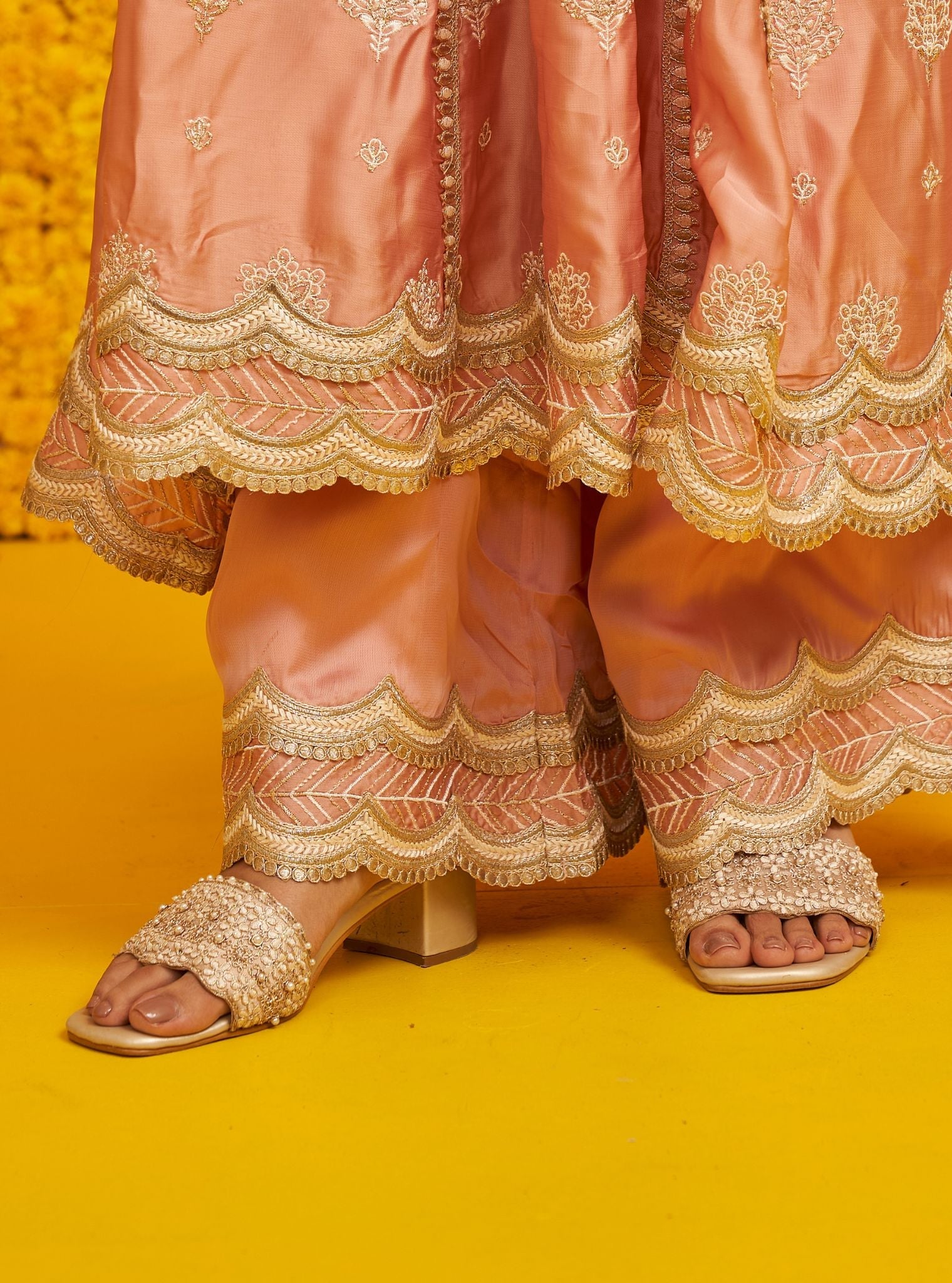 Lavanya Gold Vegan Block Heel