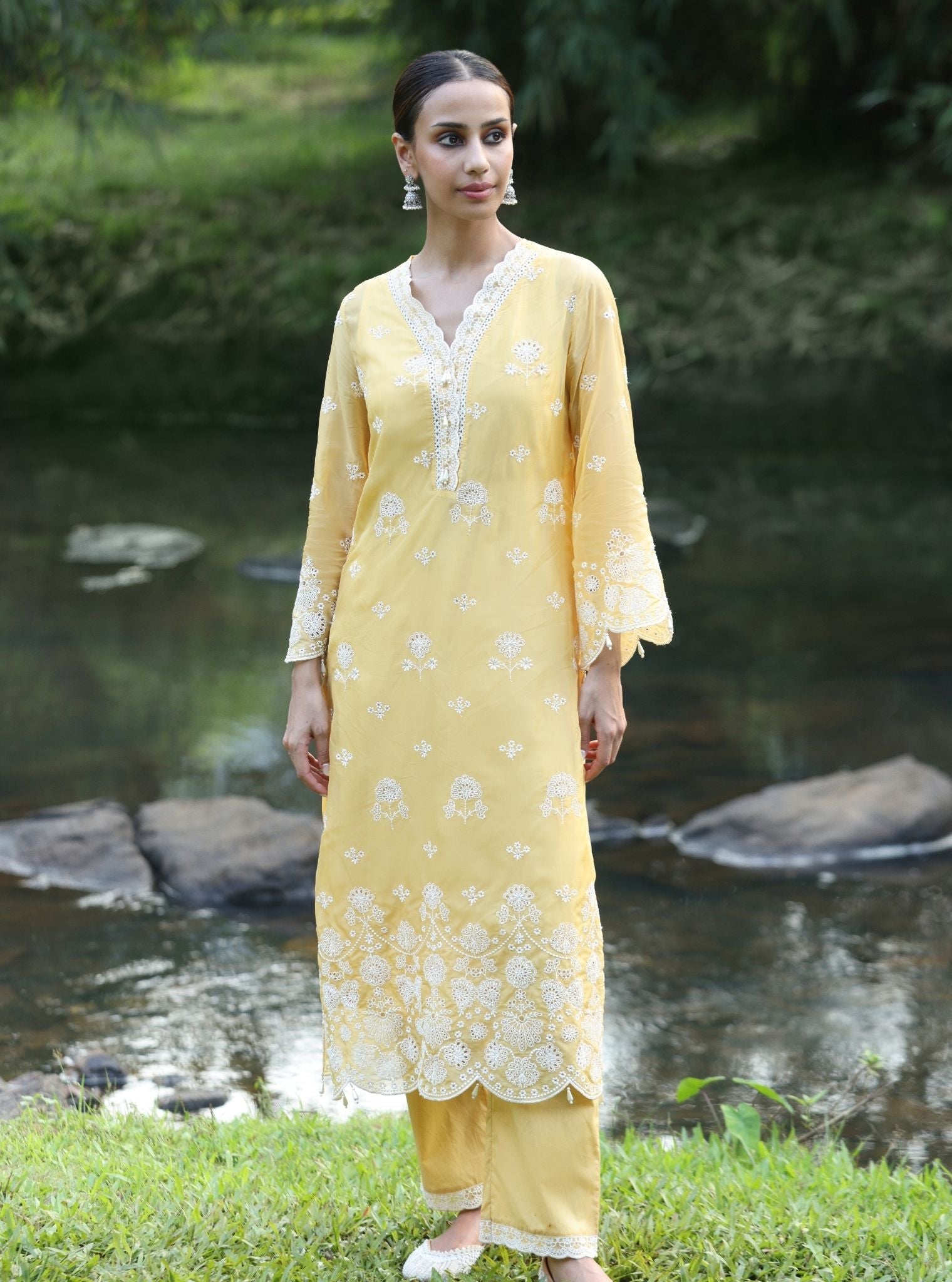 Kiyan Organza Yellow Kurta Set