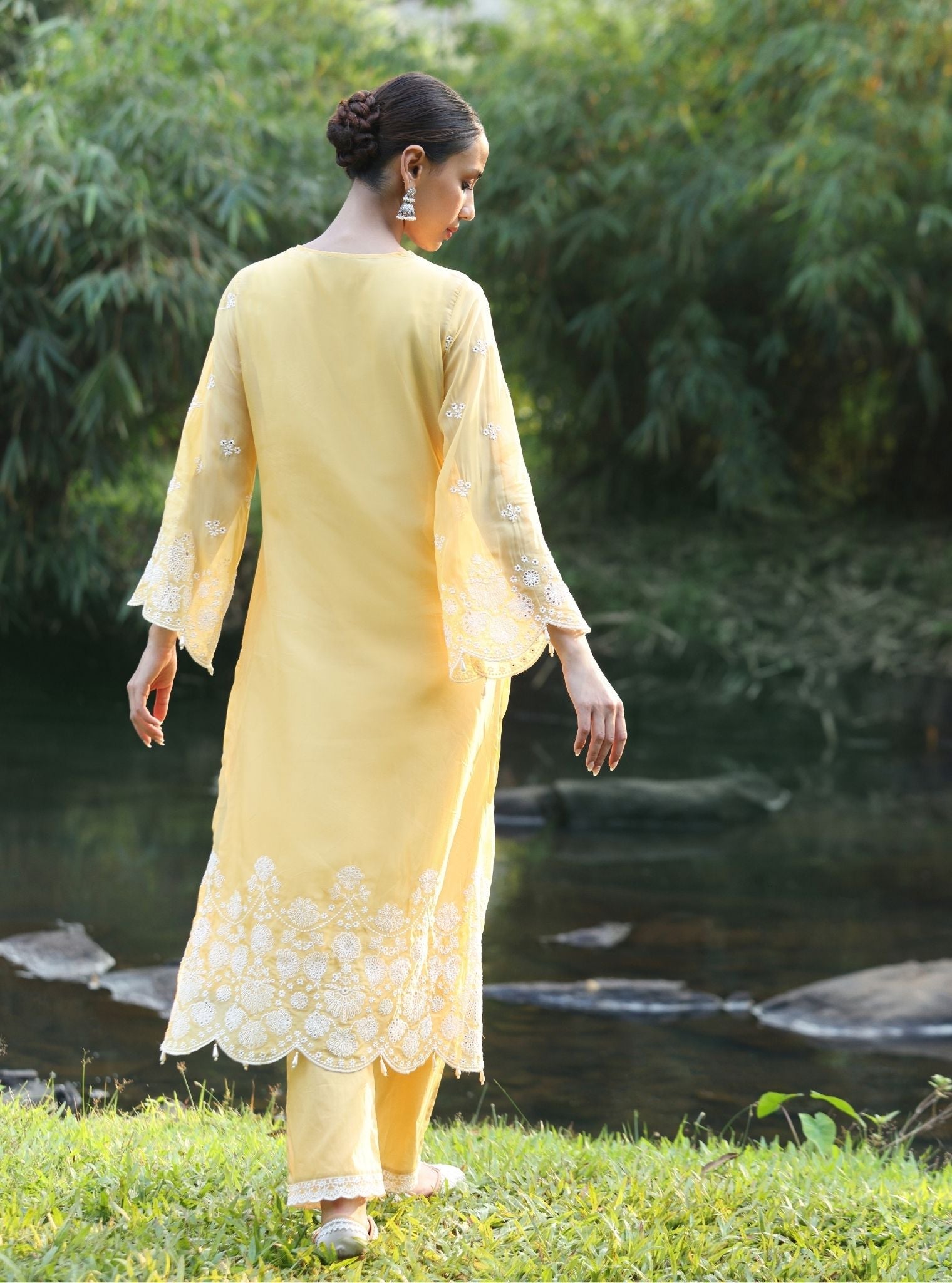 Kiyan Organza Yellow Kurta Set