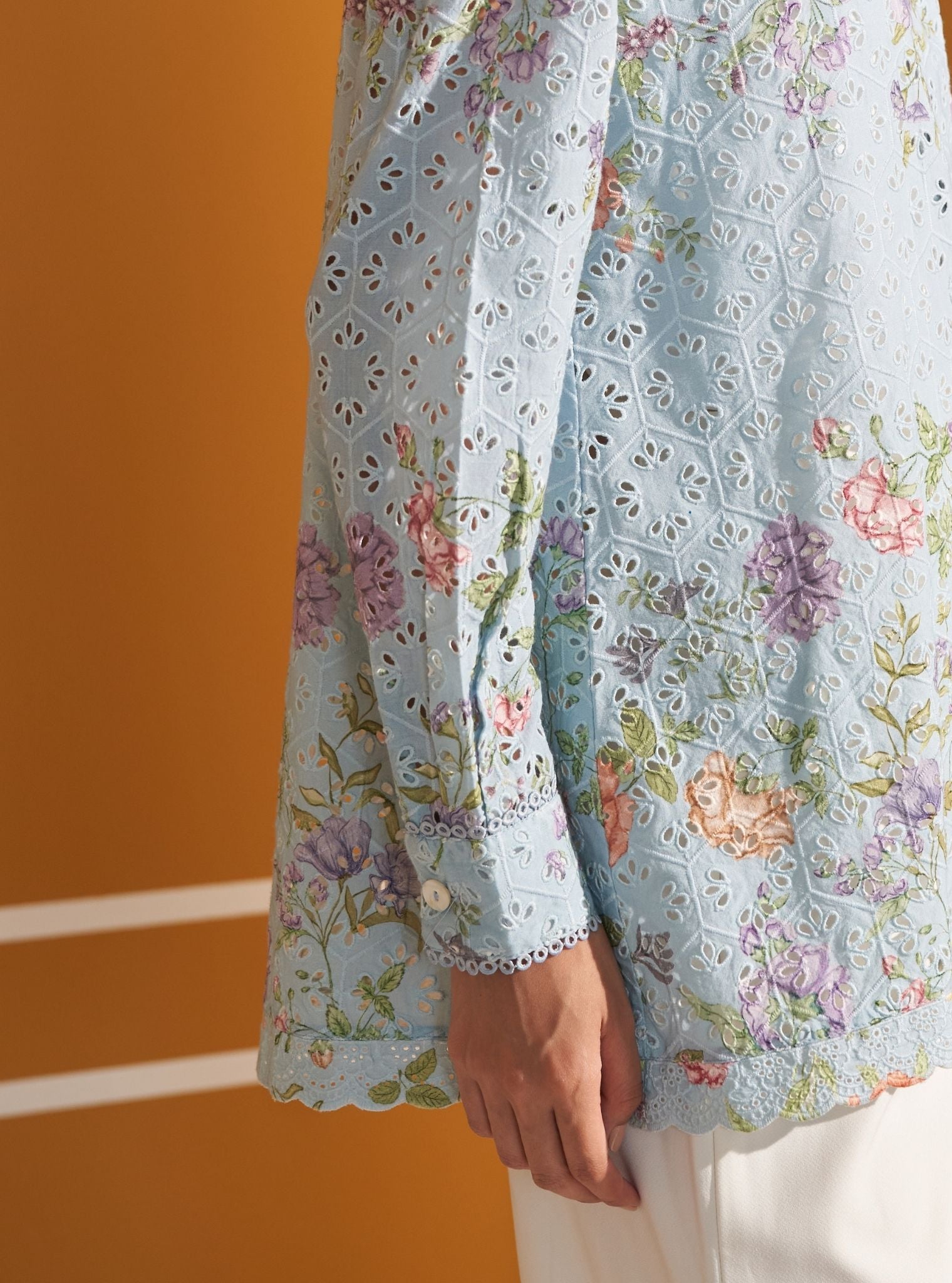 Beatrice Cotton Printed Blue Shirt