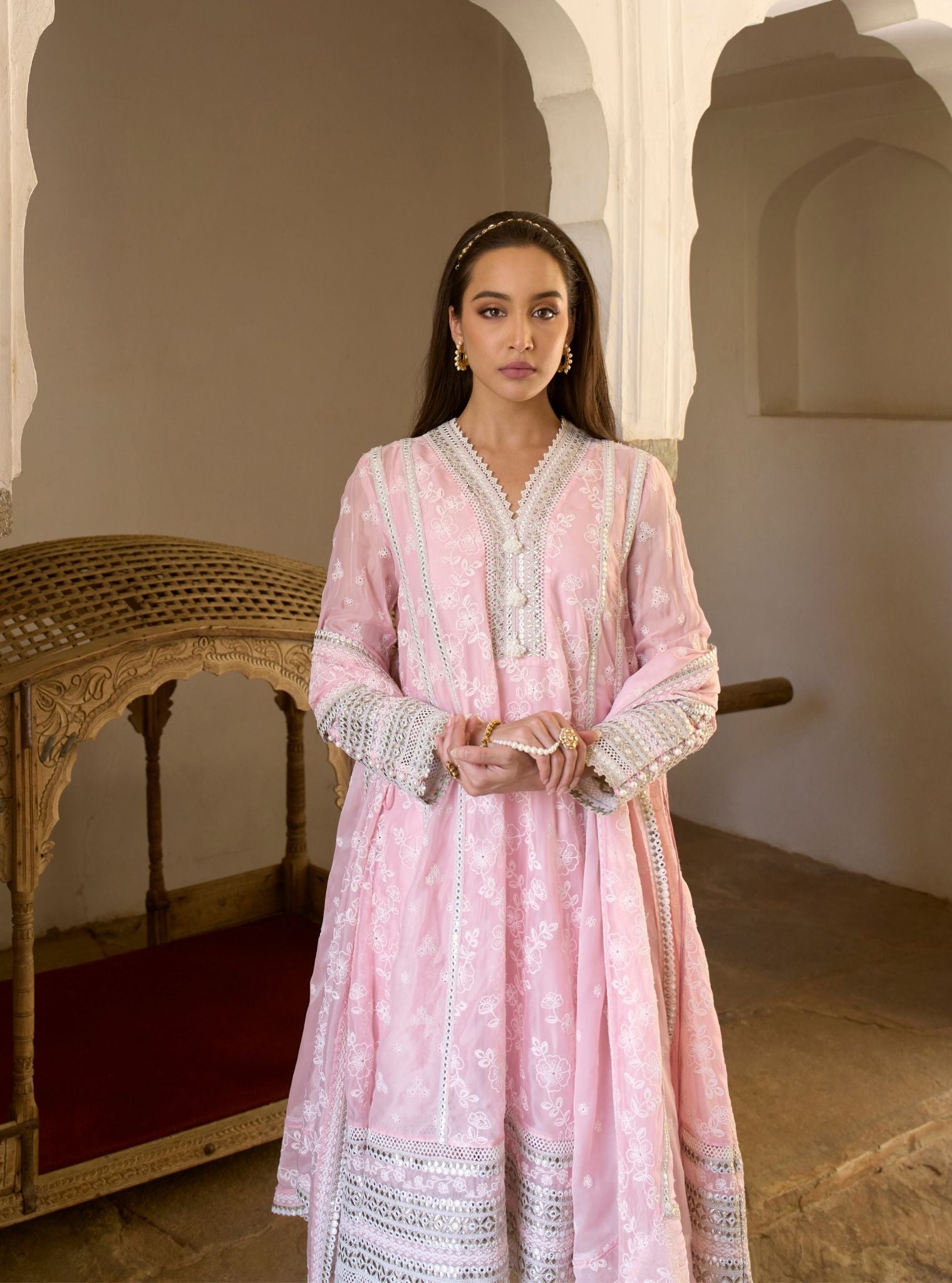 Lomika Organza Pink Anarkali Set