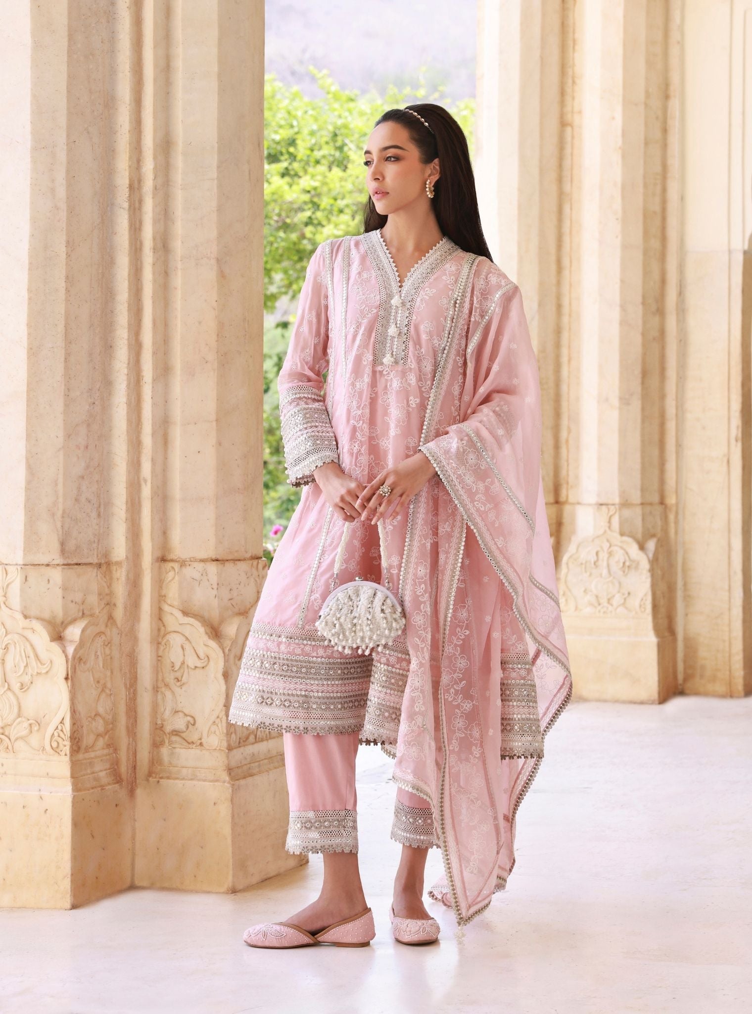 Lomika Organza Pink Anarkali Set