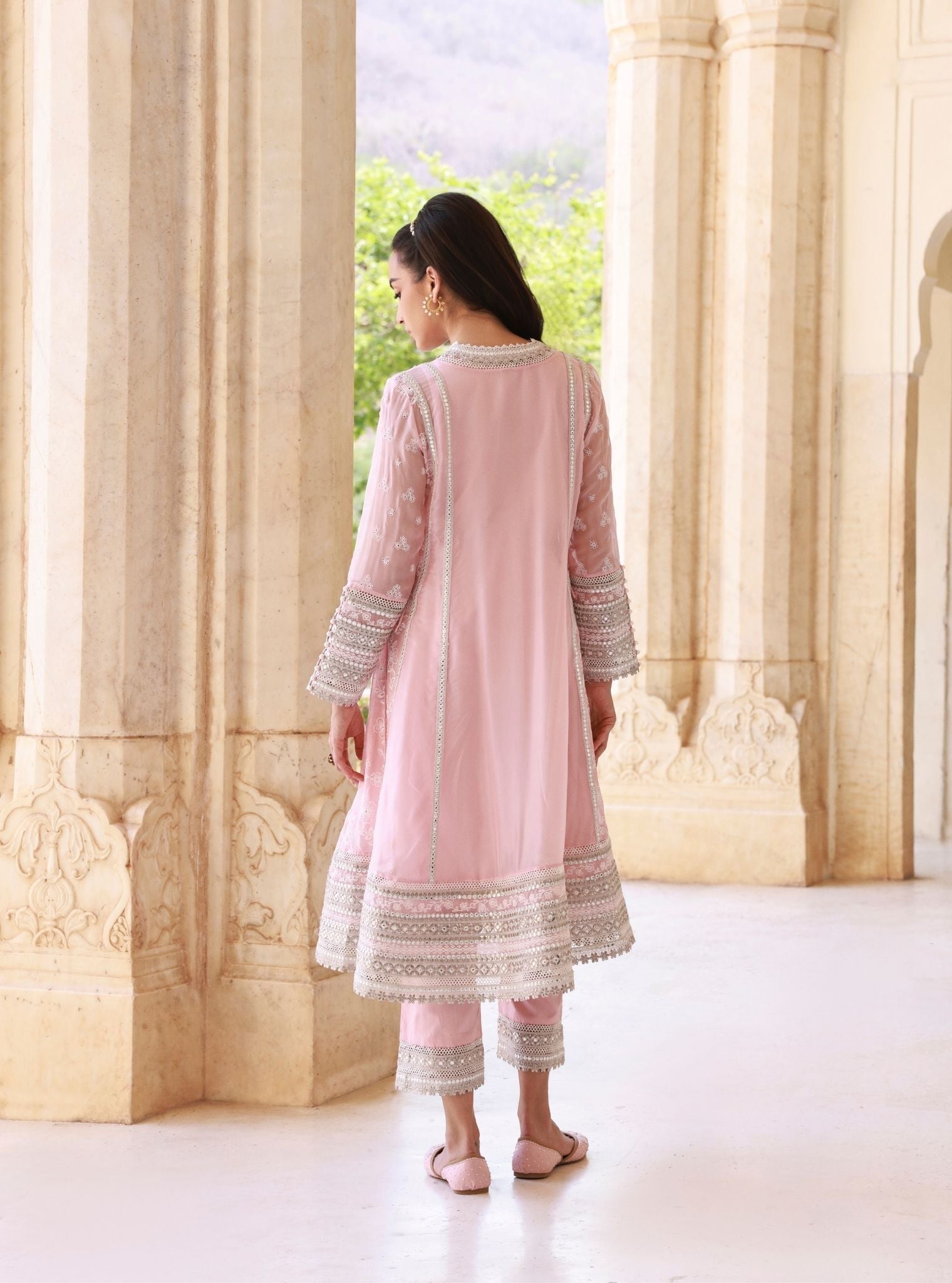 Lomika Organza Pink Anarkali Set