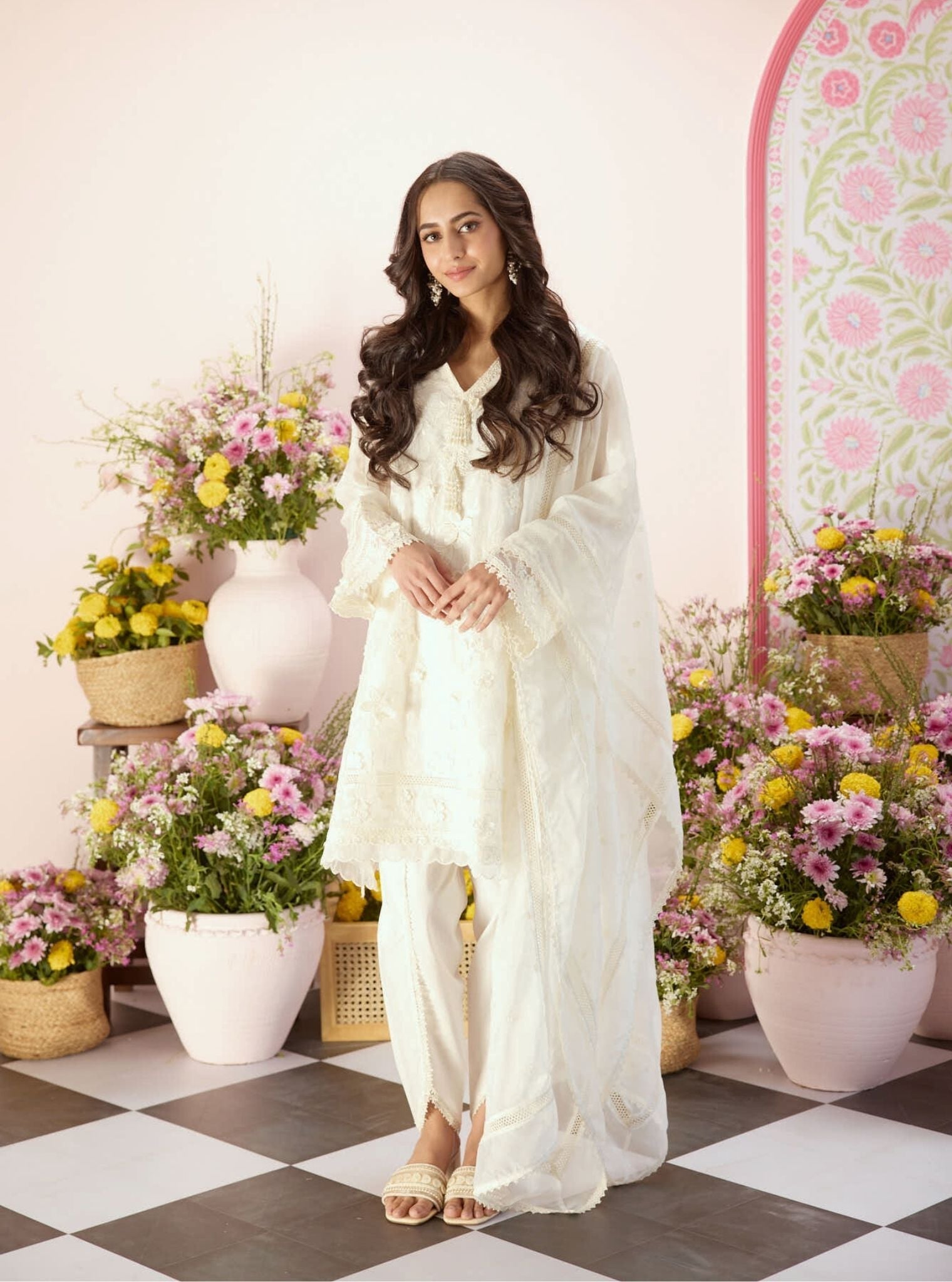 Uma Organza White Kurta Set