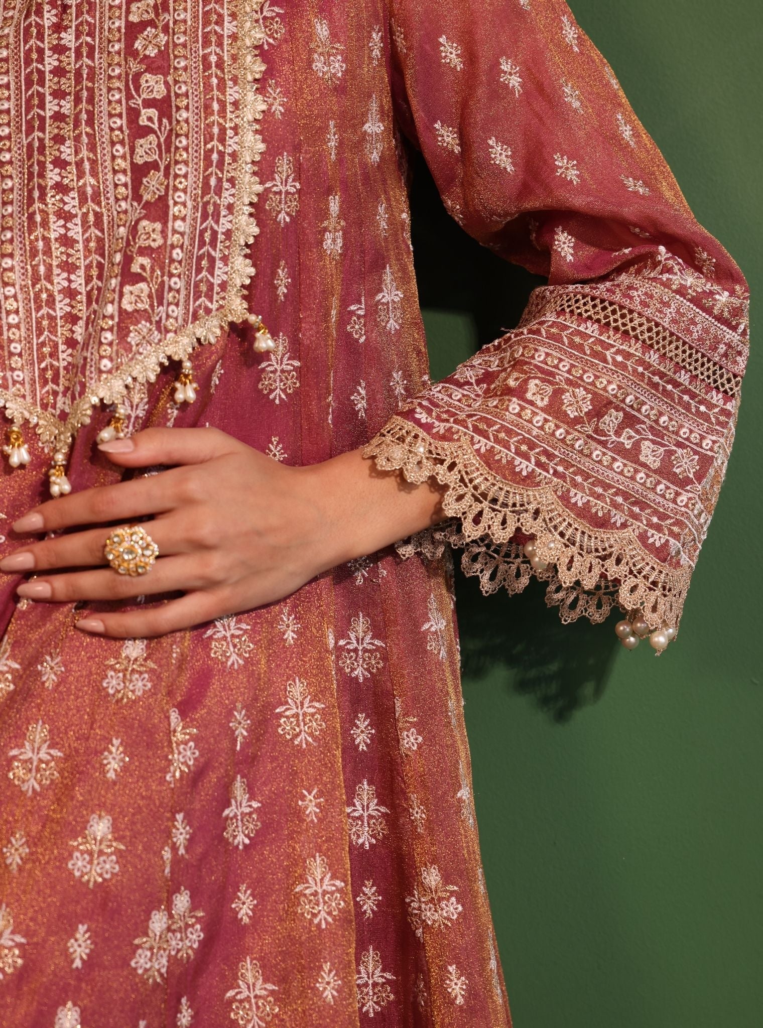 Jalwa Luxe Organza Plum Anarkali Kurta Set