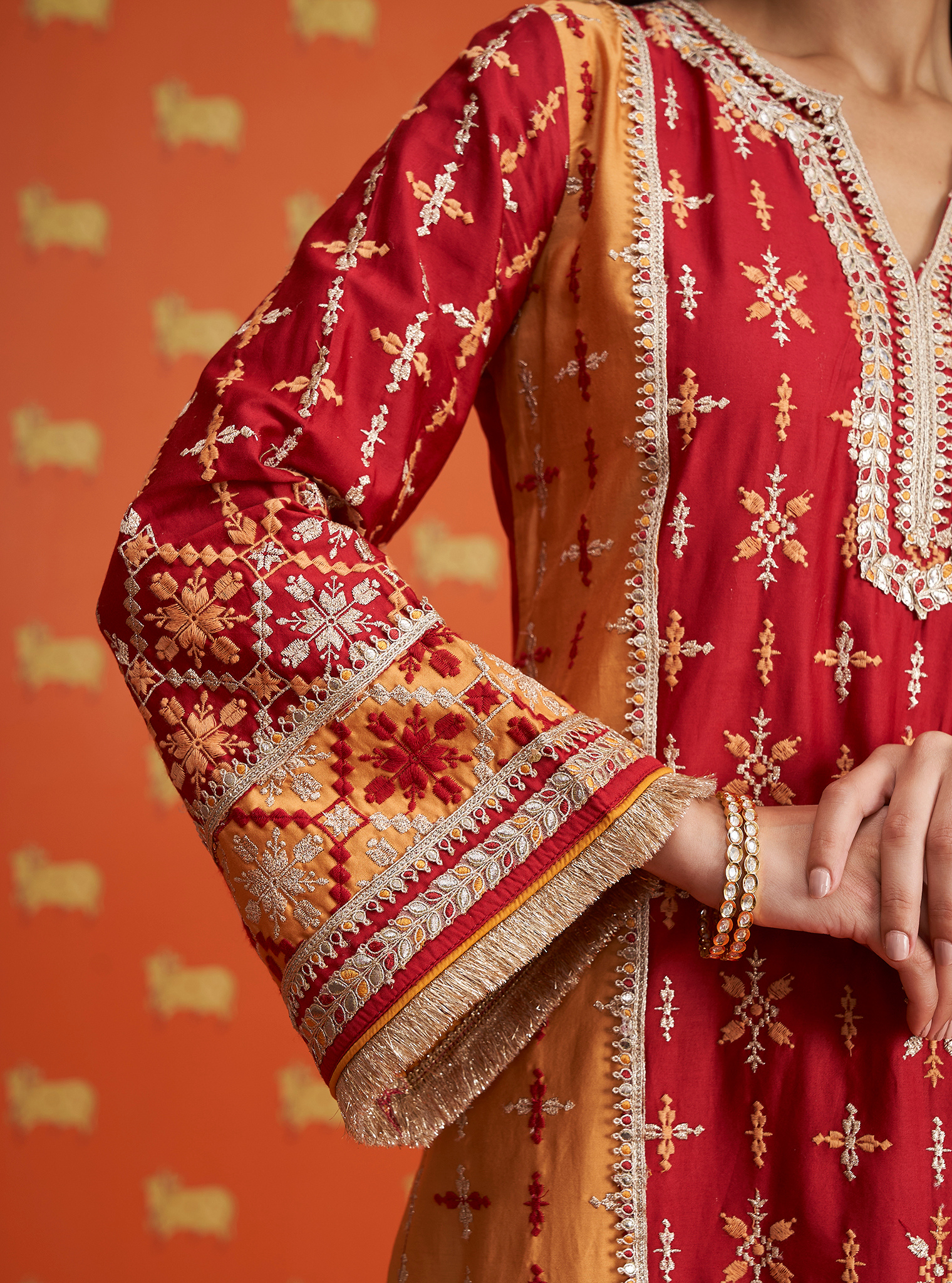 Anya Pima Satin Red Kurta Set