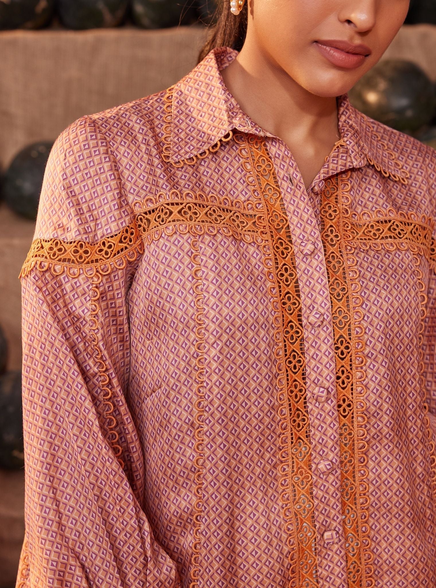 Anna Iconic Cupro Brown Print Shirt