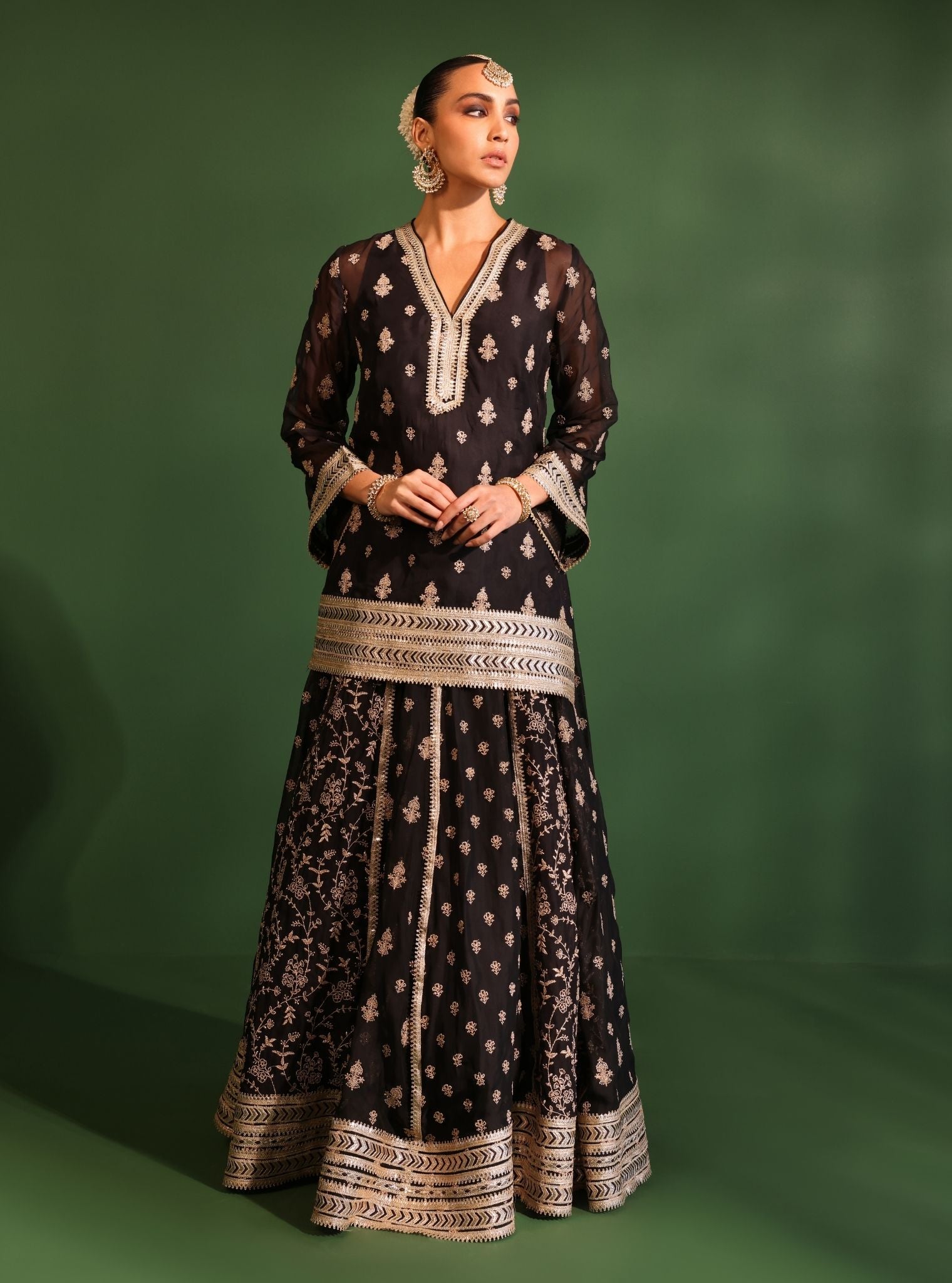 Tarang Organza Black Kurta Set