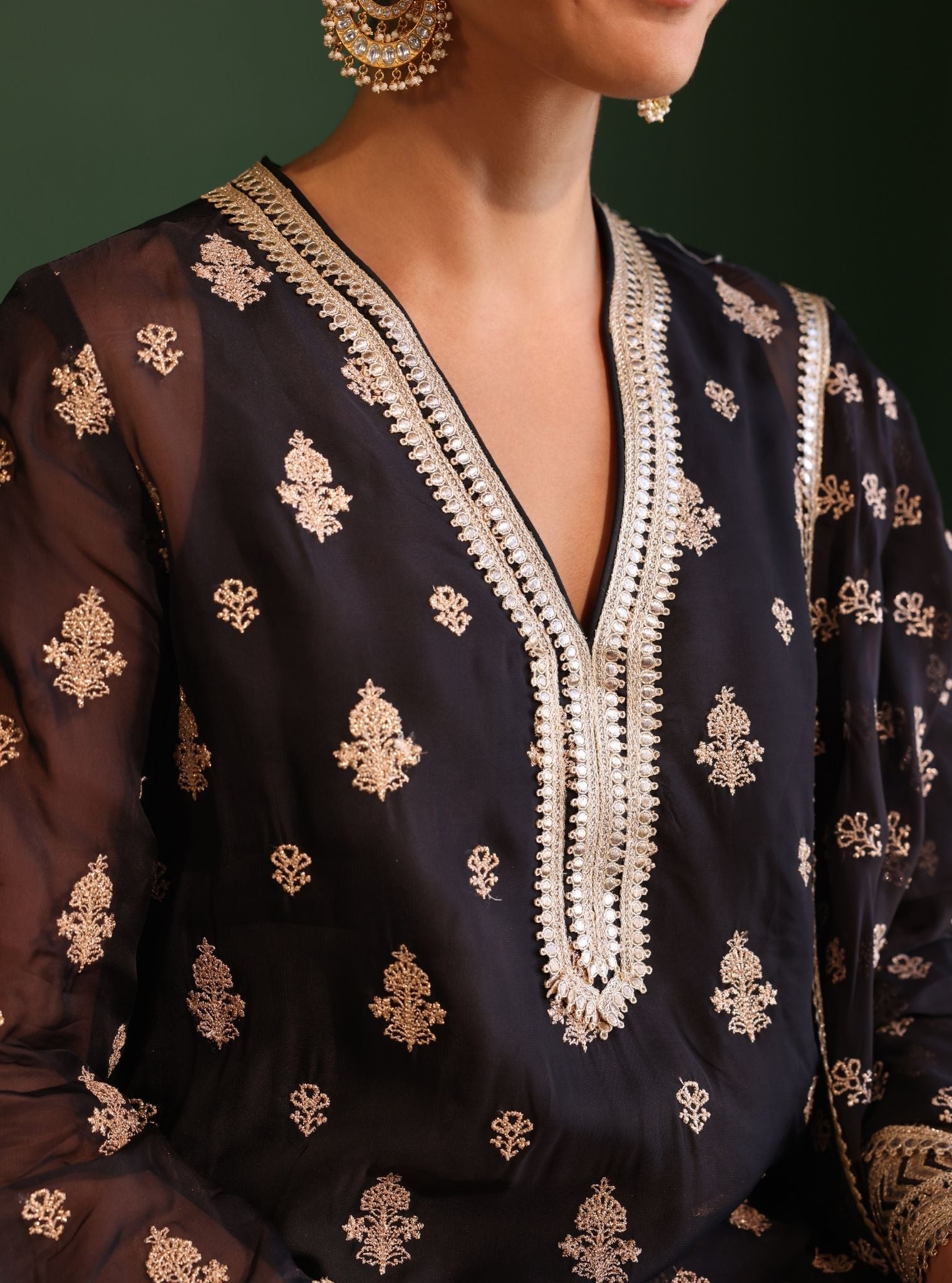 Tarang Organza Black Kurta Set