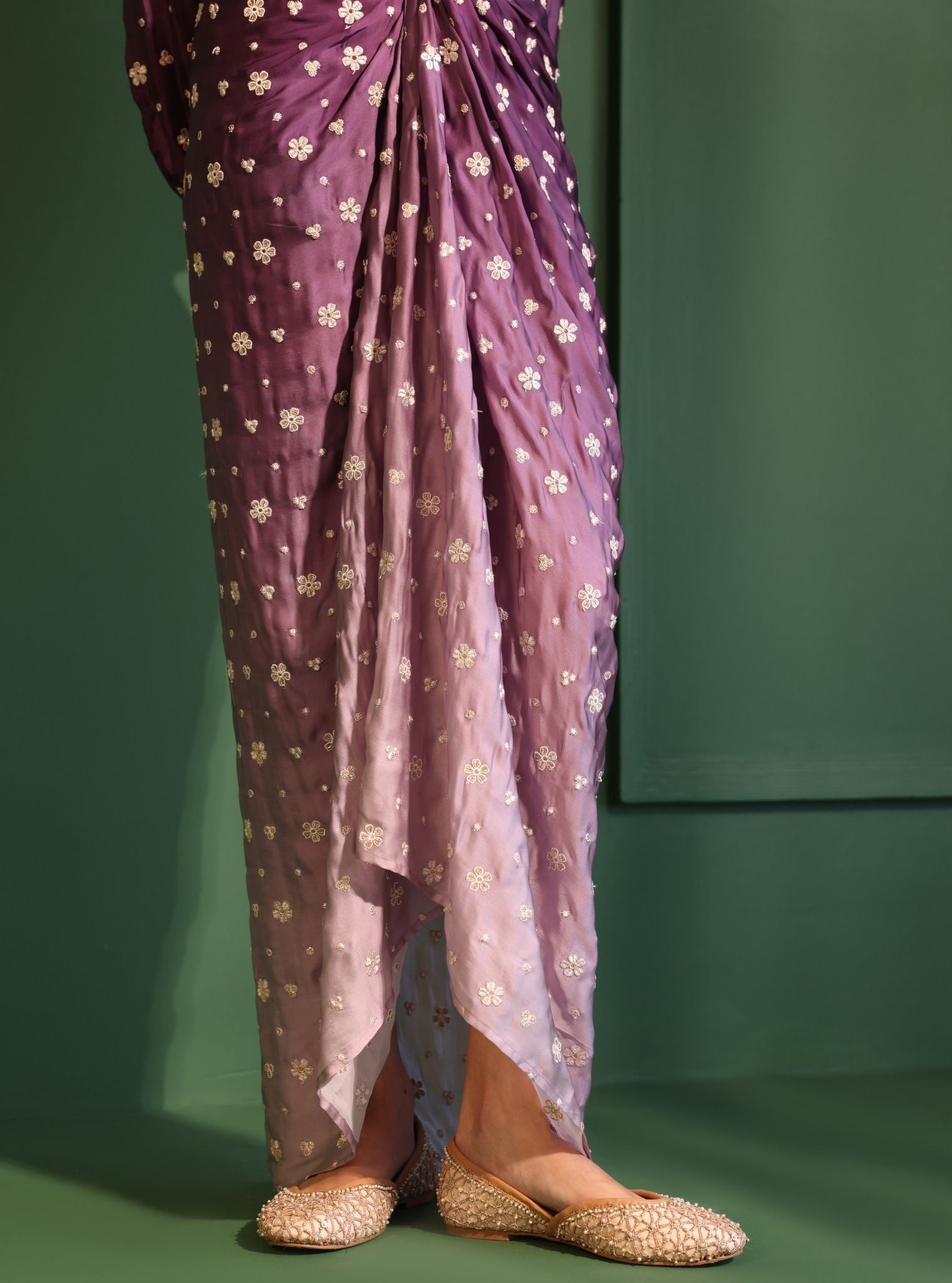 Husna Cupro Satin Ombre Purple Co-ord Set