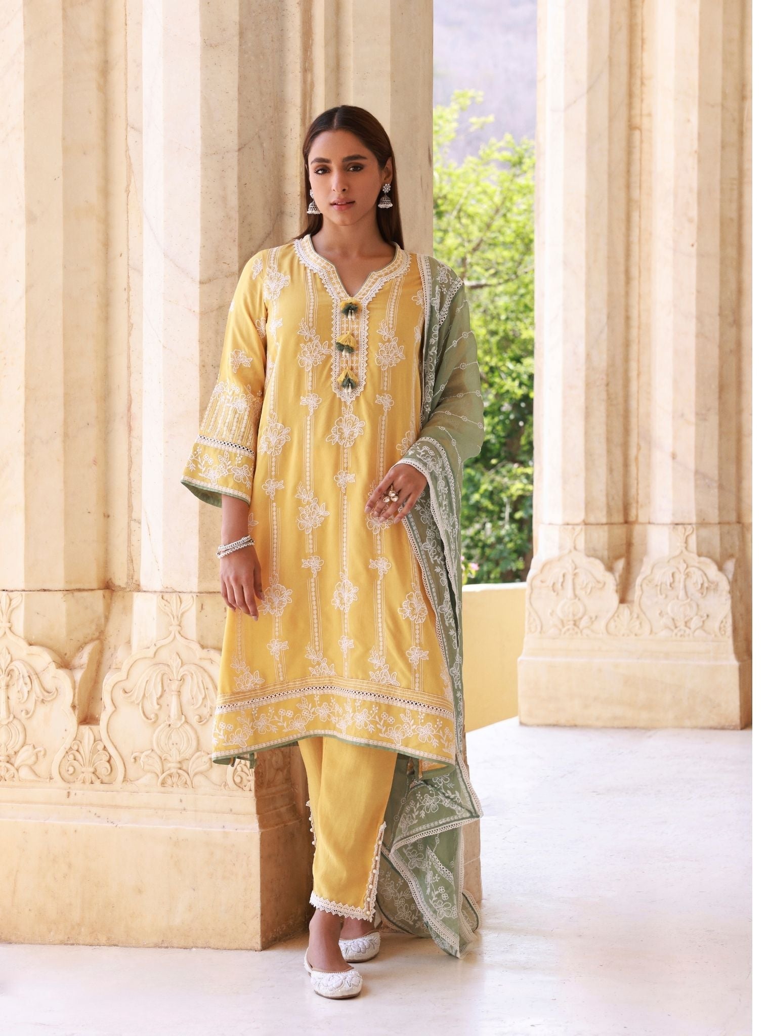 Rimeli Lawn Mustard Kurta Set