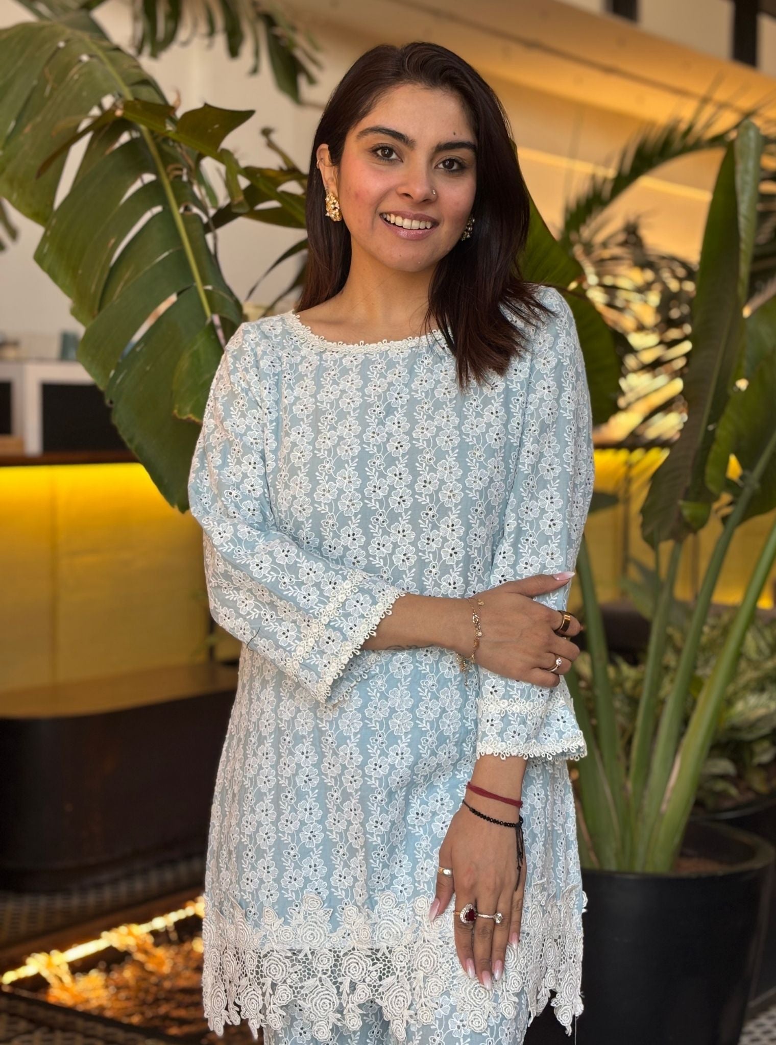 Ebana Cotton Light Blue Co-ord Set