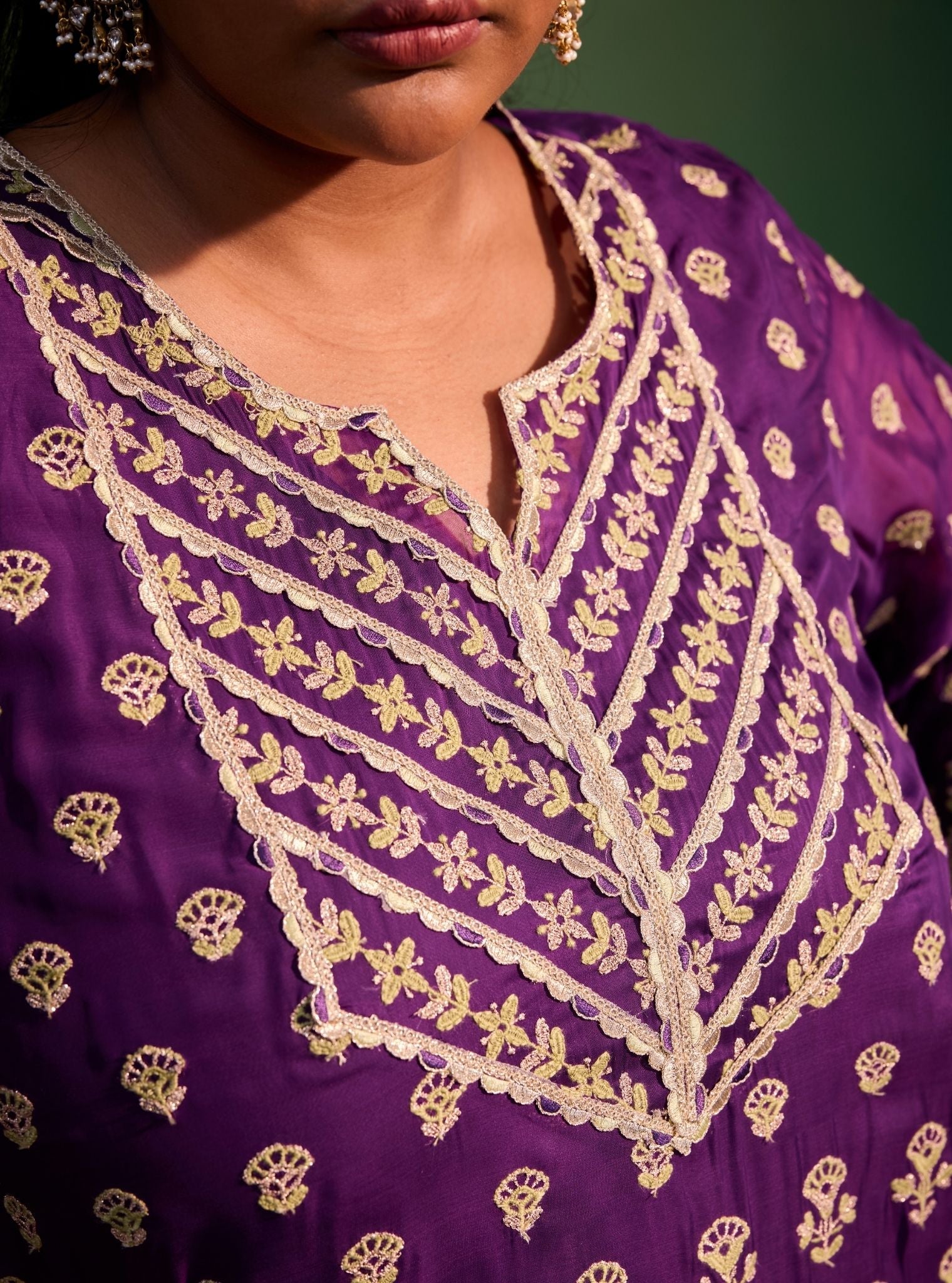 Kahani Organza Purple Kurta Set
