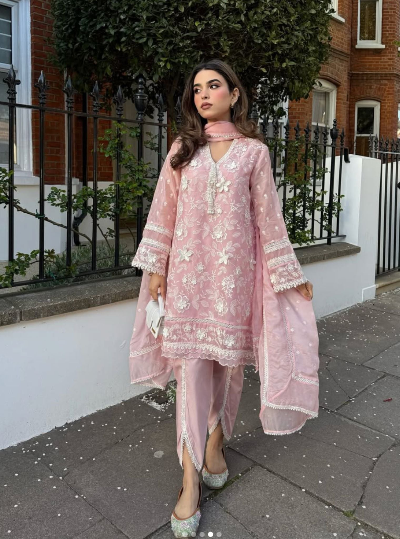 Uma Organza Pink Kurta Set