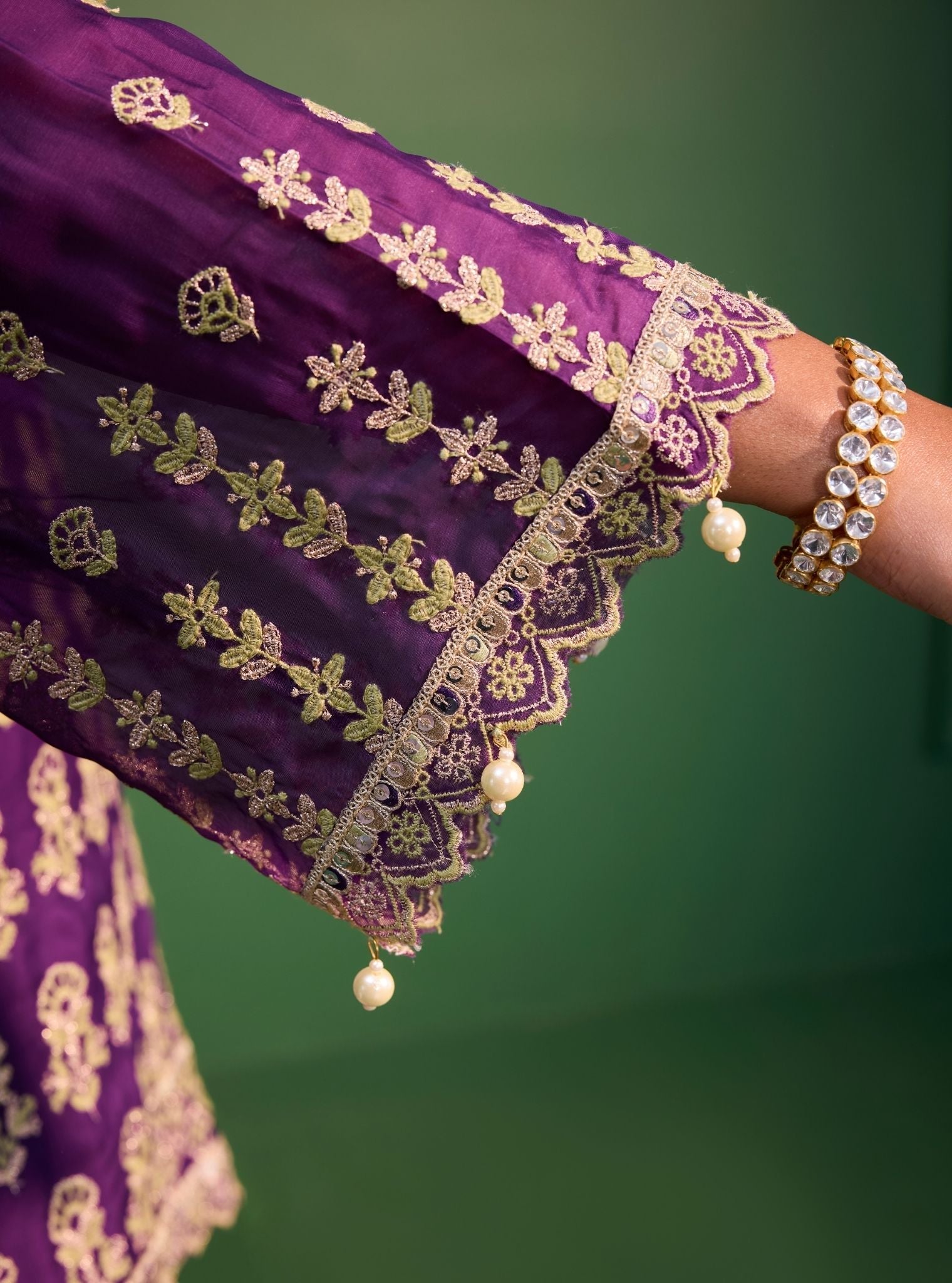 Kahani Organza Purple Kurta Set