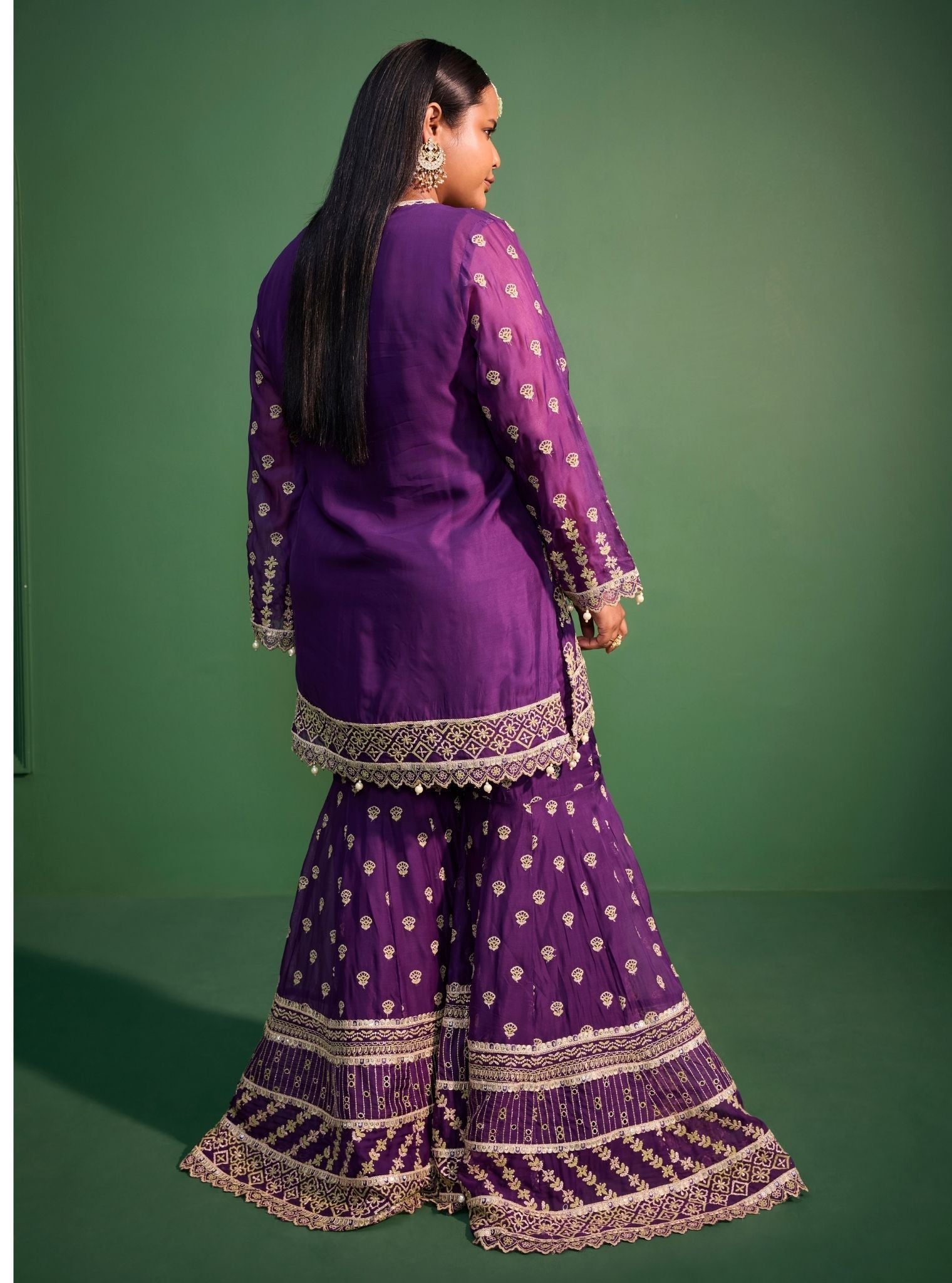 Kahani Organza Purple Kurta Set