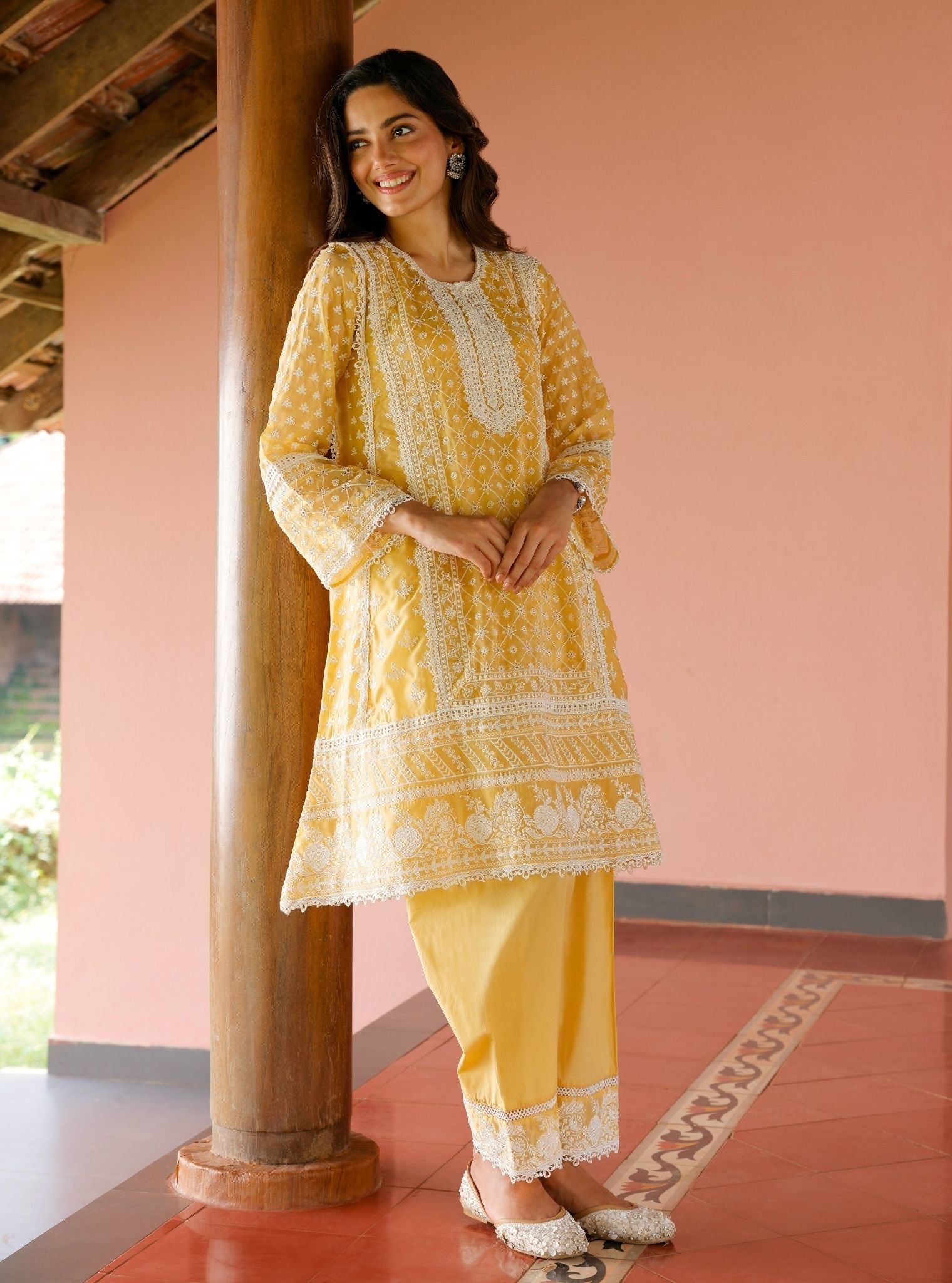 Sritha Organza Yellow Kurta Set