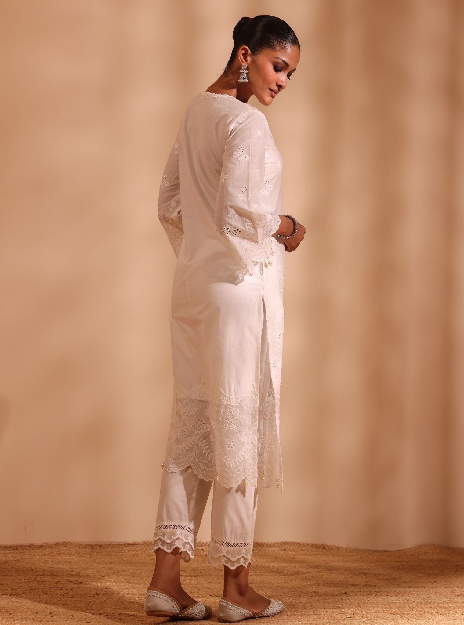 Suma Supima Cotton White Kurta With Yara Pant