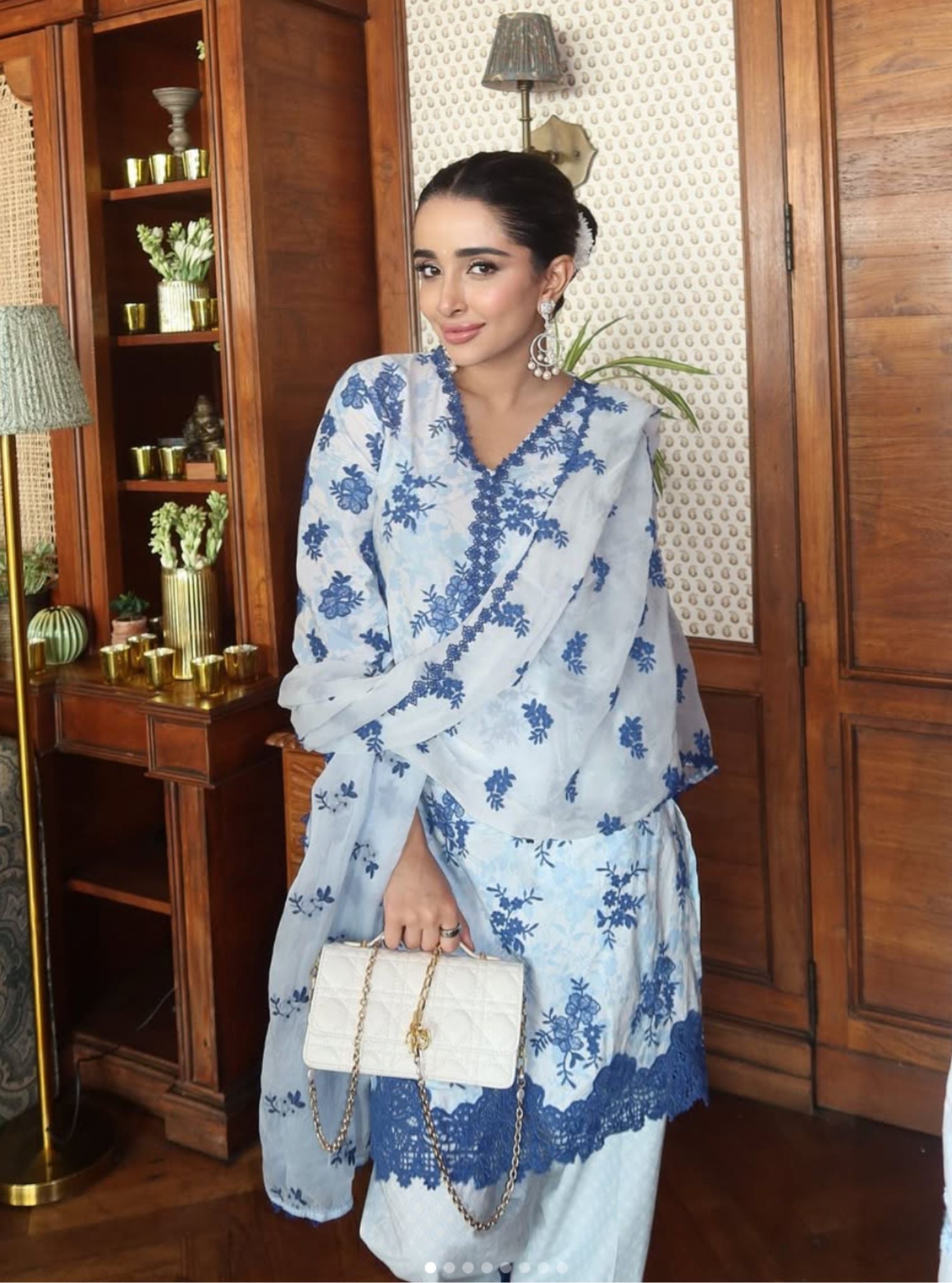 Yamya Supima Cotton Print Blue Kurta Set