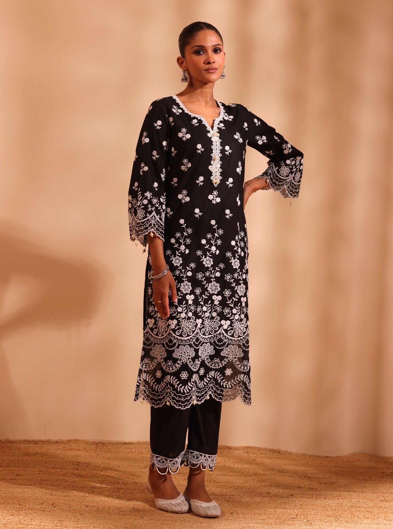 Suma Supima Cotton Black Kurta With Ilya Pant