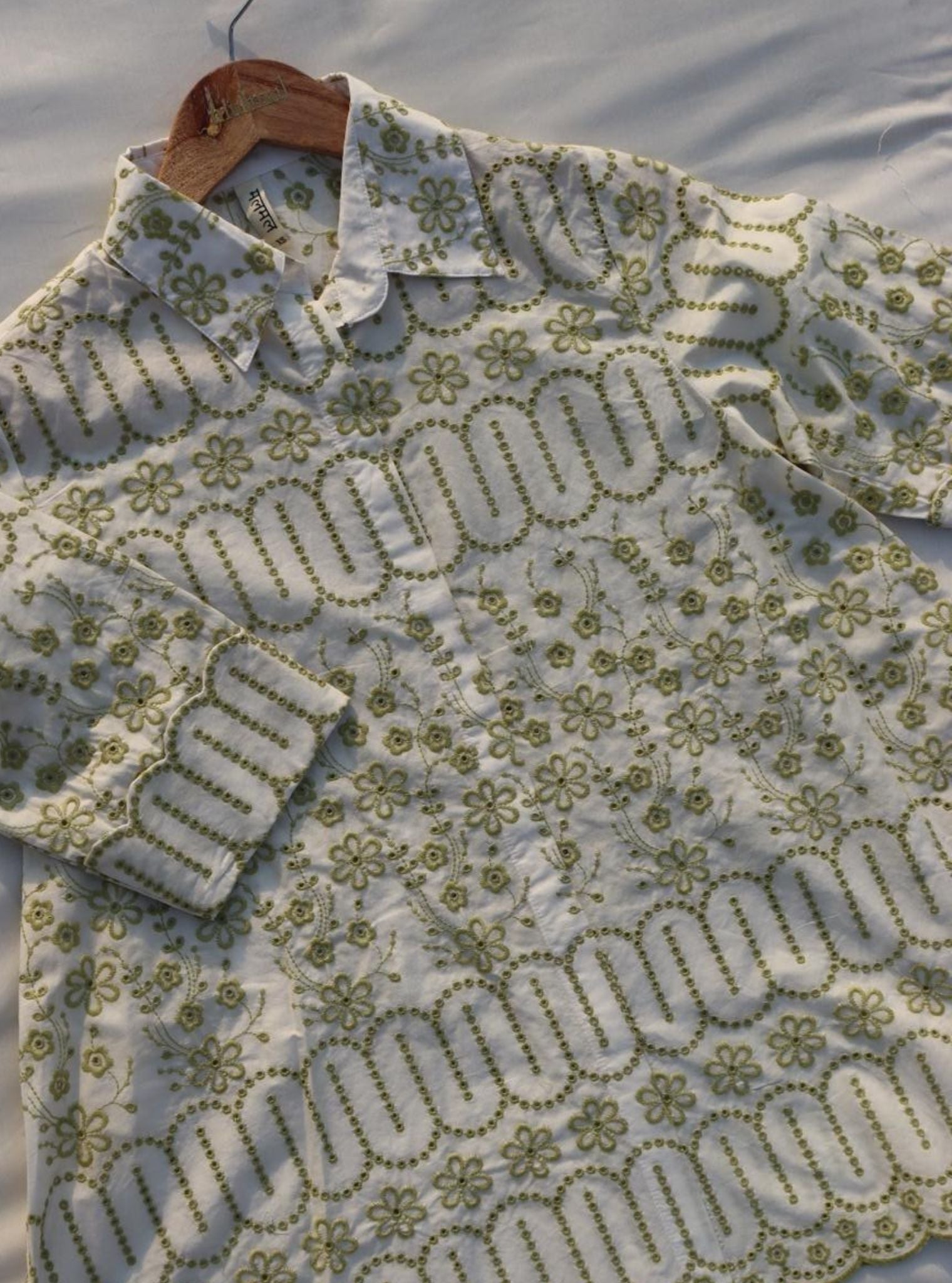 Erica Cotton White Green Shirt