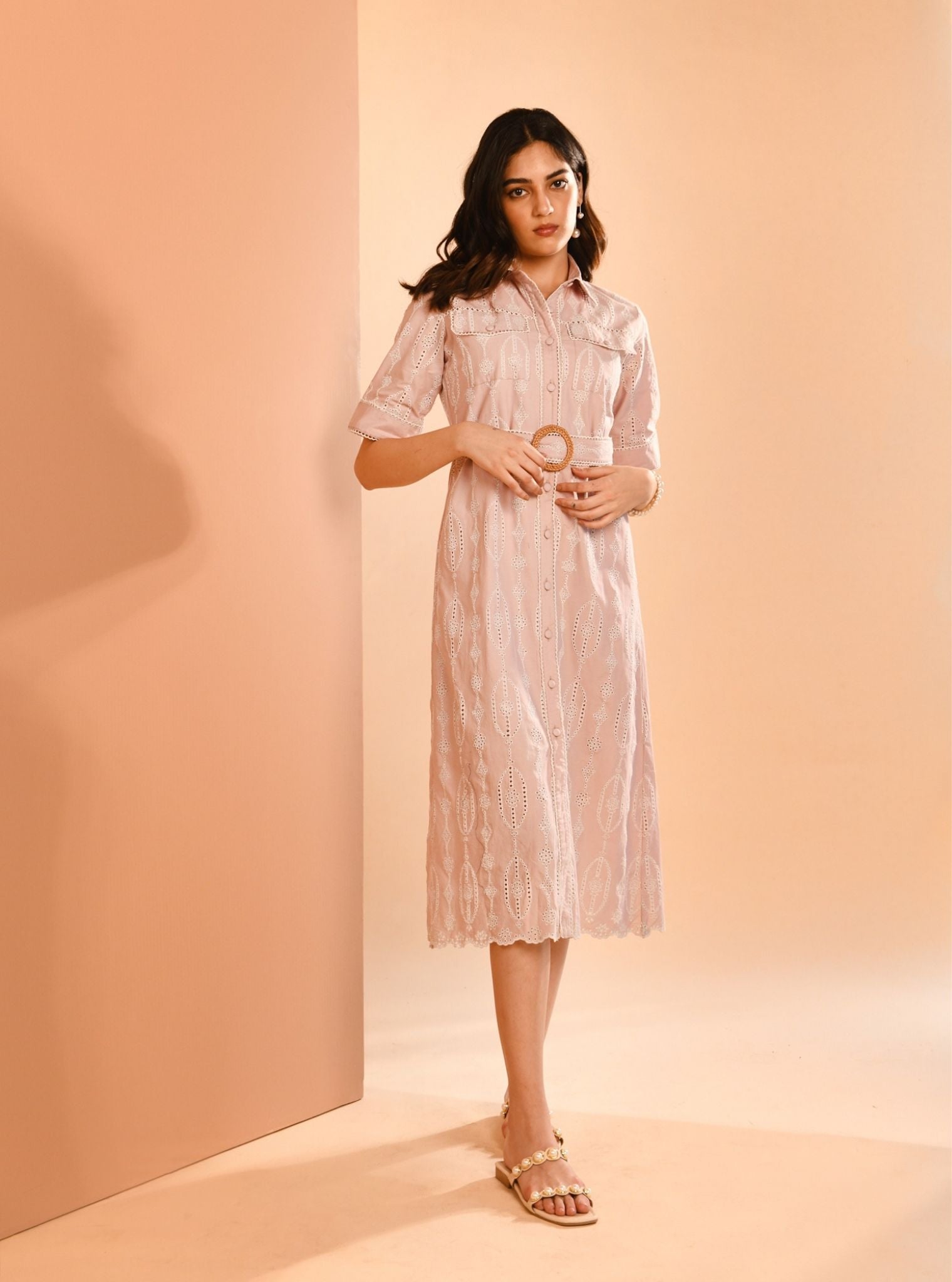 Rosaria Cotton Dusty Pink Long Dress