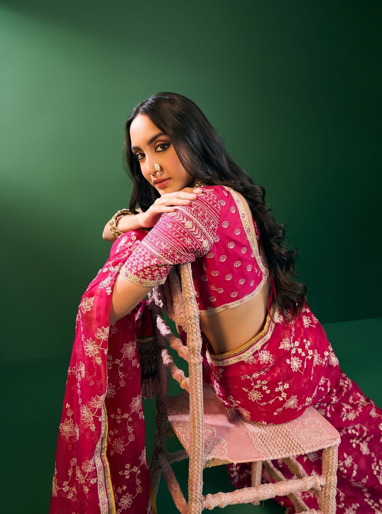 Kavya Organza Fuschia Saree