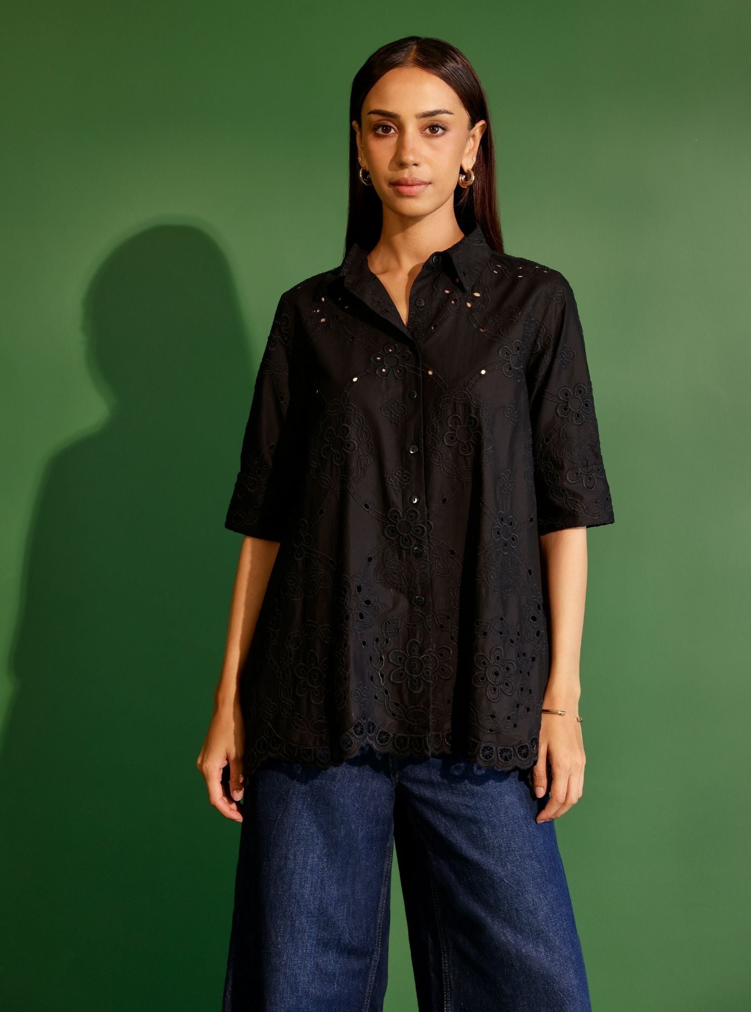 Finn Cotton Black Shirt