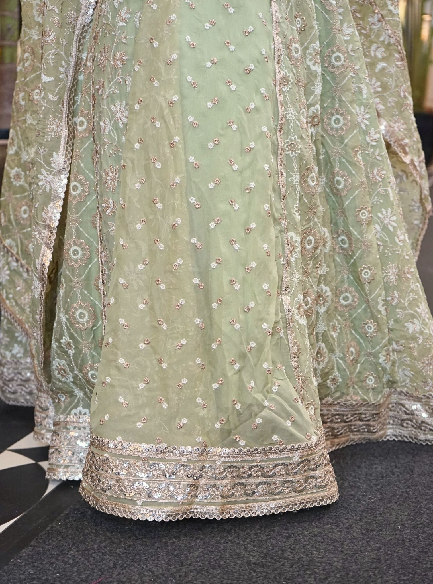 Blanca Organza Green Lehenga