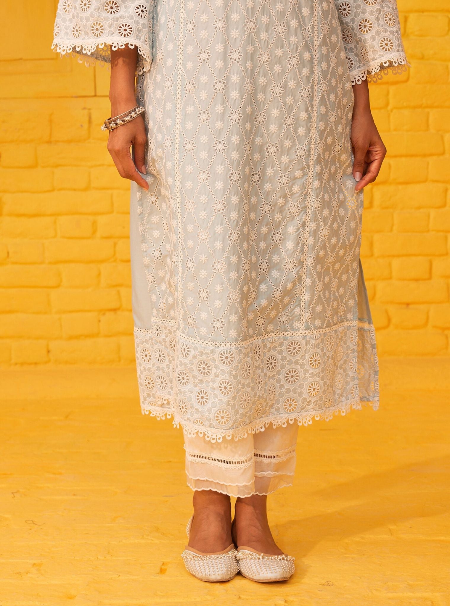 Mulmul Cotton Asti Light Blue Kurta